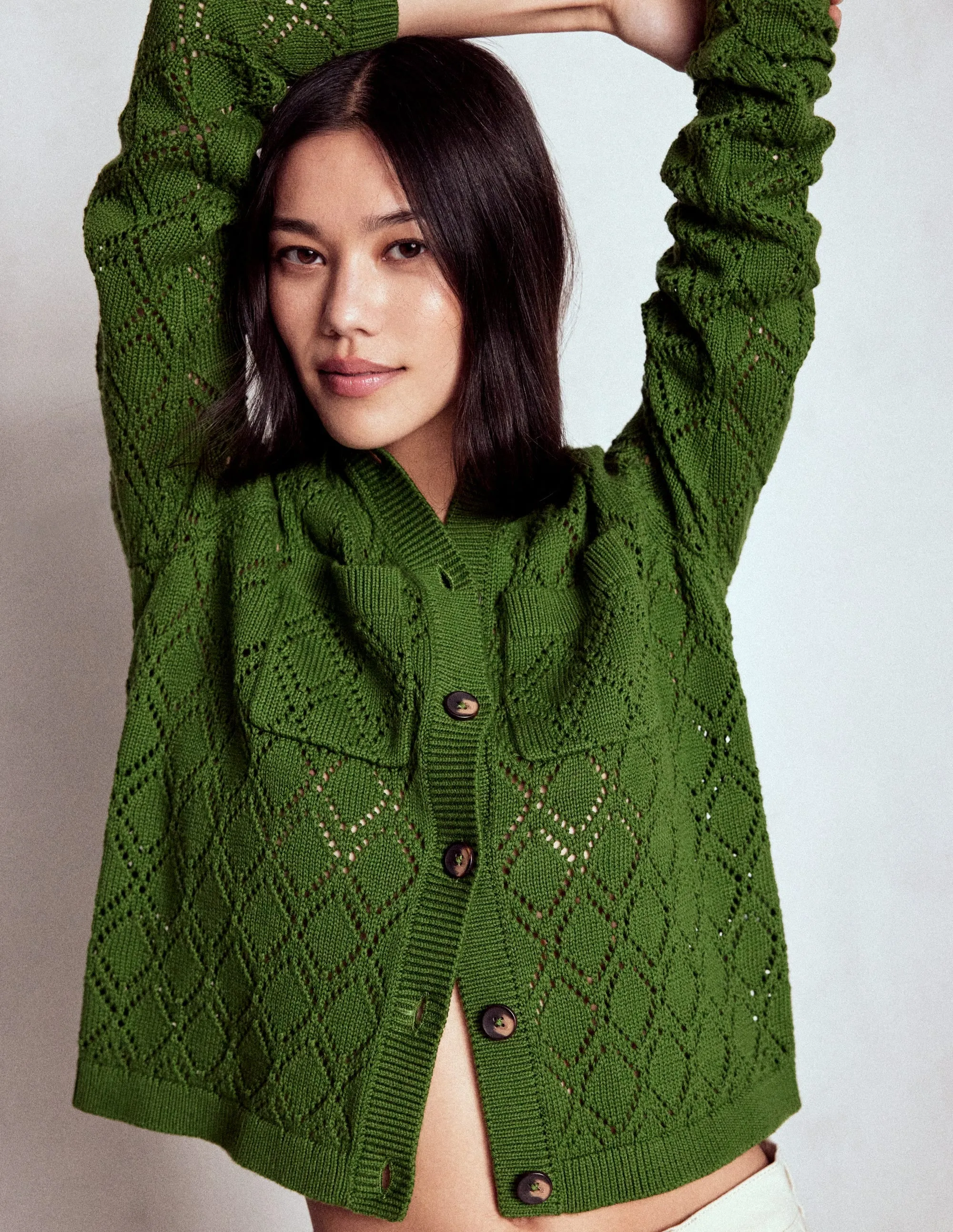 Double Layered Collar Astrid Knitted Shirt-Promenade Green