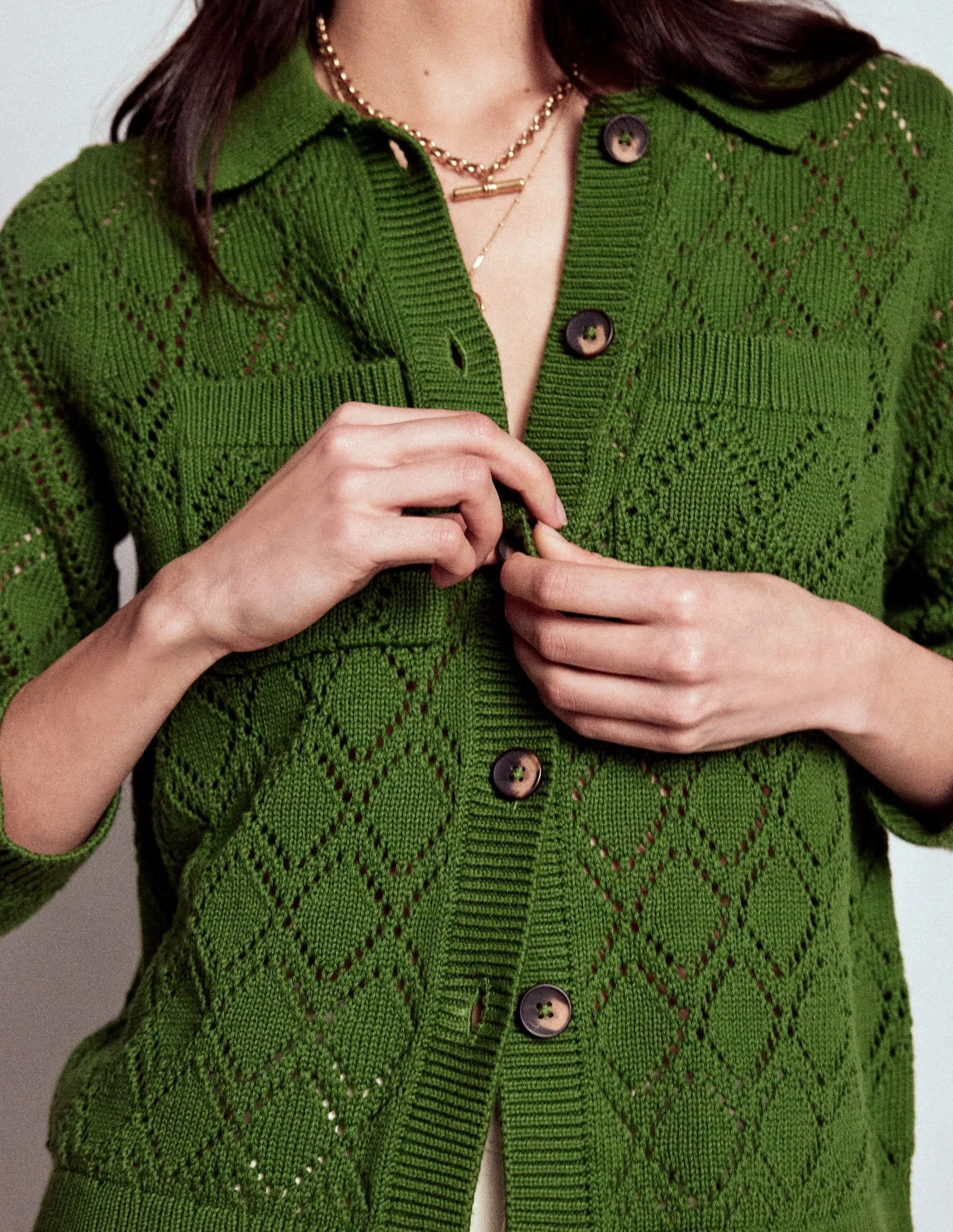 Brushed Inner Evening Stroll Astrid Knitted Shirt-Promenade Green