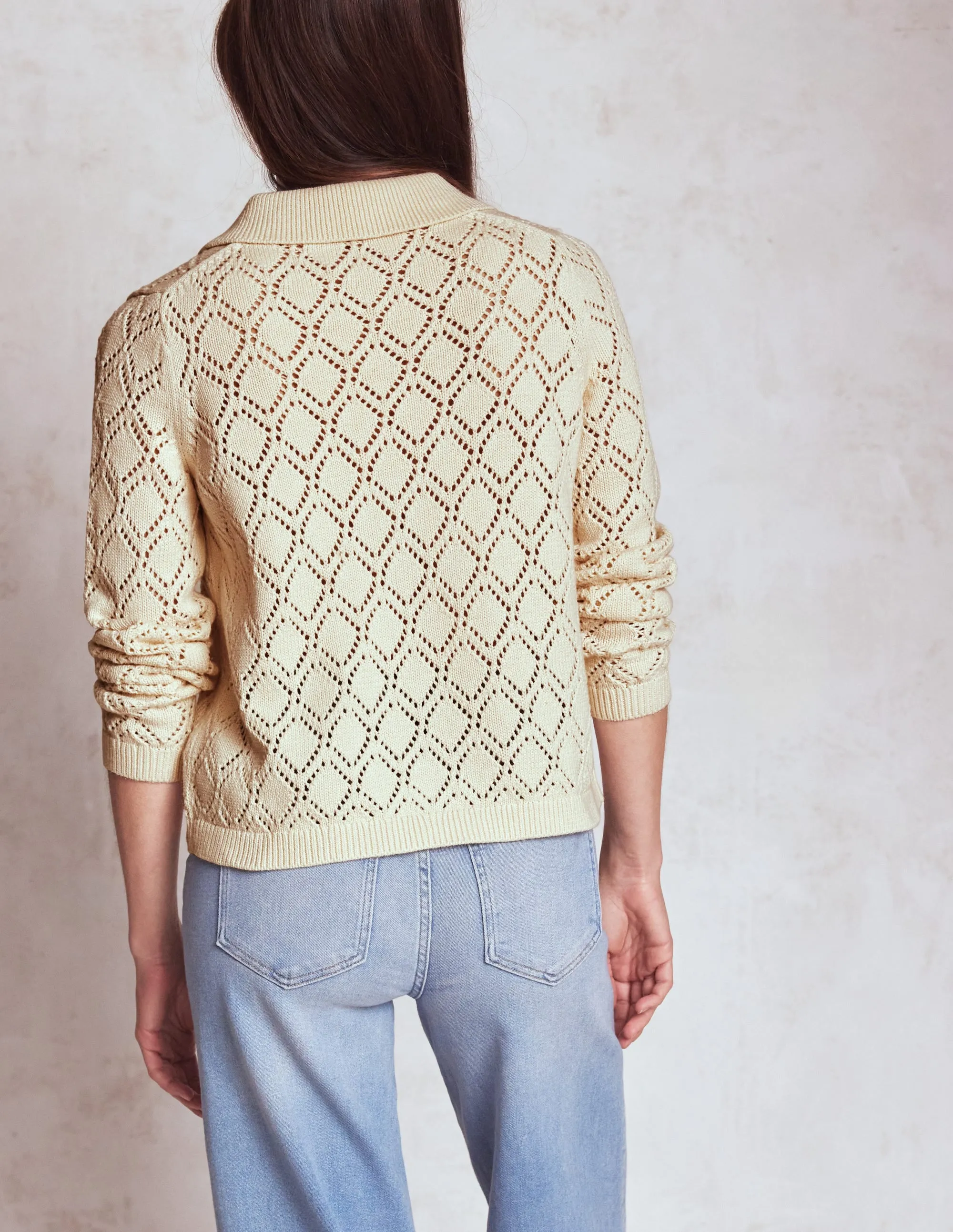 Chic Style Astrid Knitted Shirt-Warm Ivory