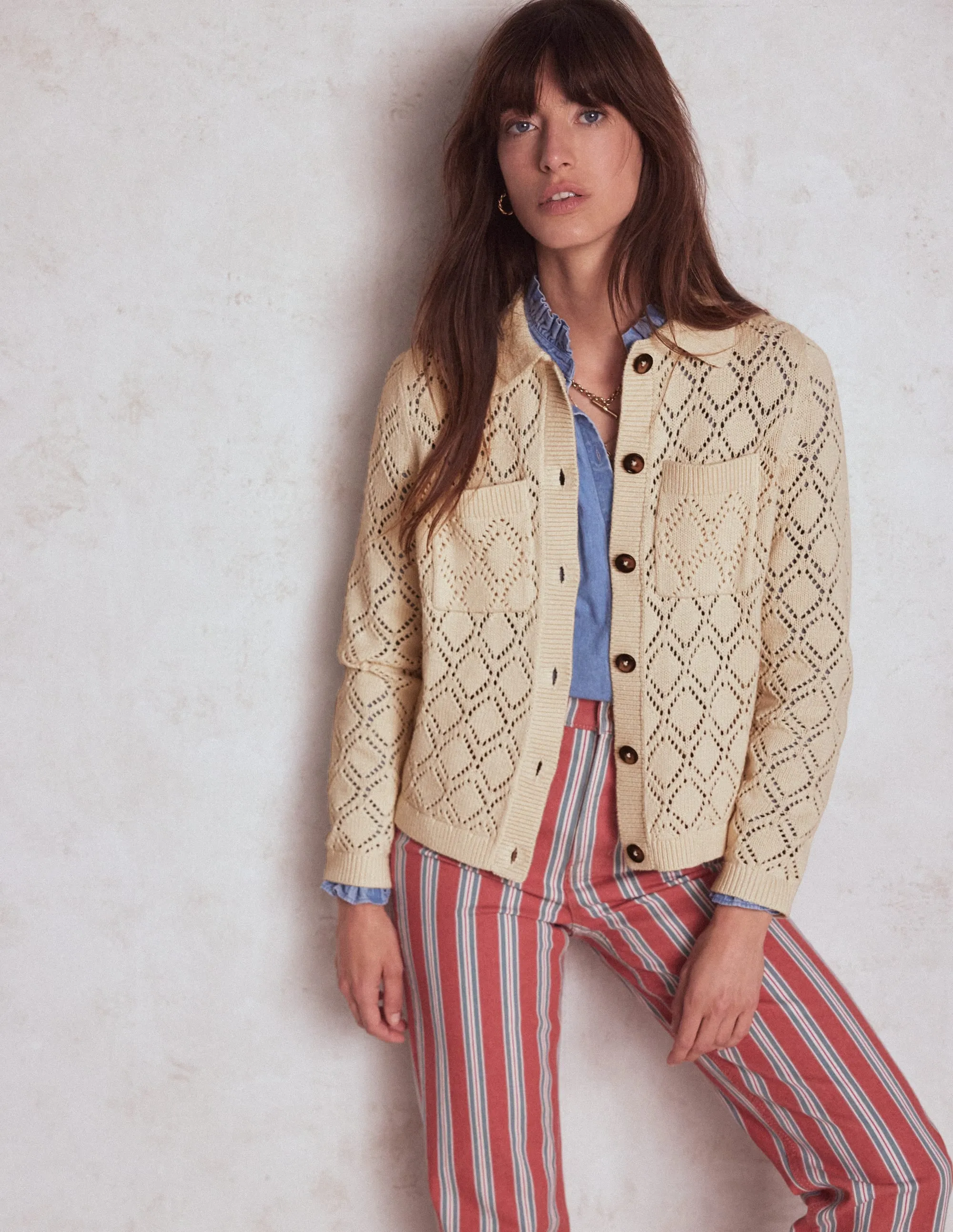 Astrid Knitted Shirt-Warm Ivory Cozy Finish