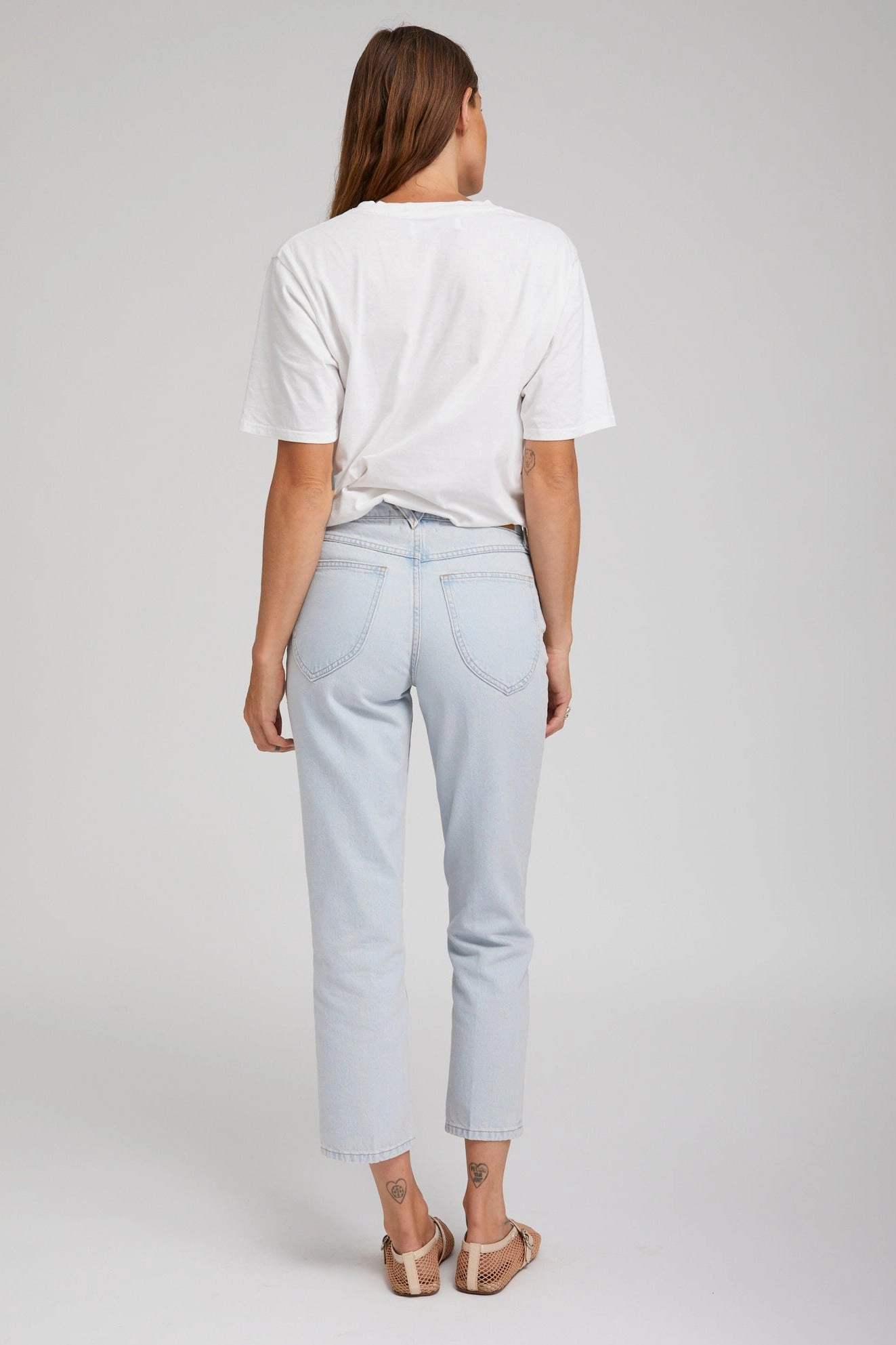 Quick Dry Material Piaf Crop Straight Leg Denim