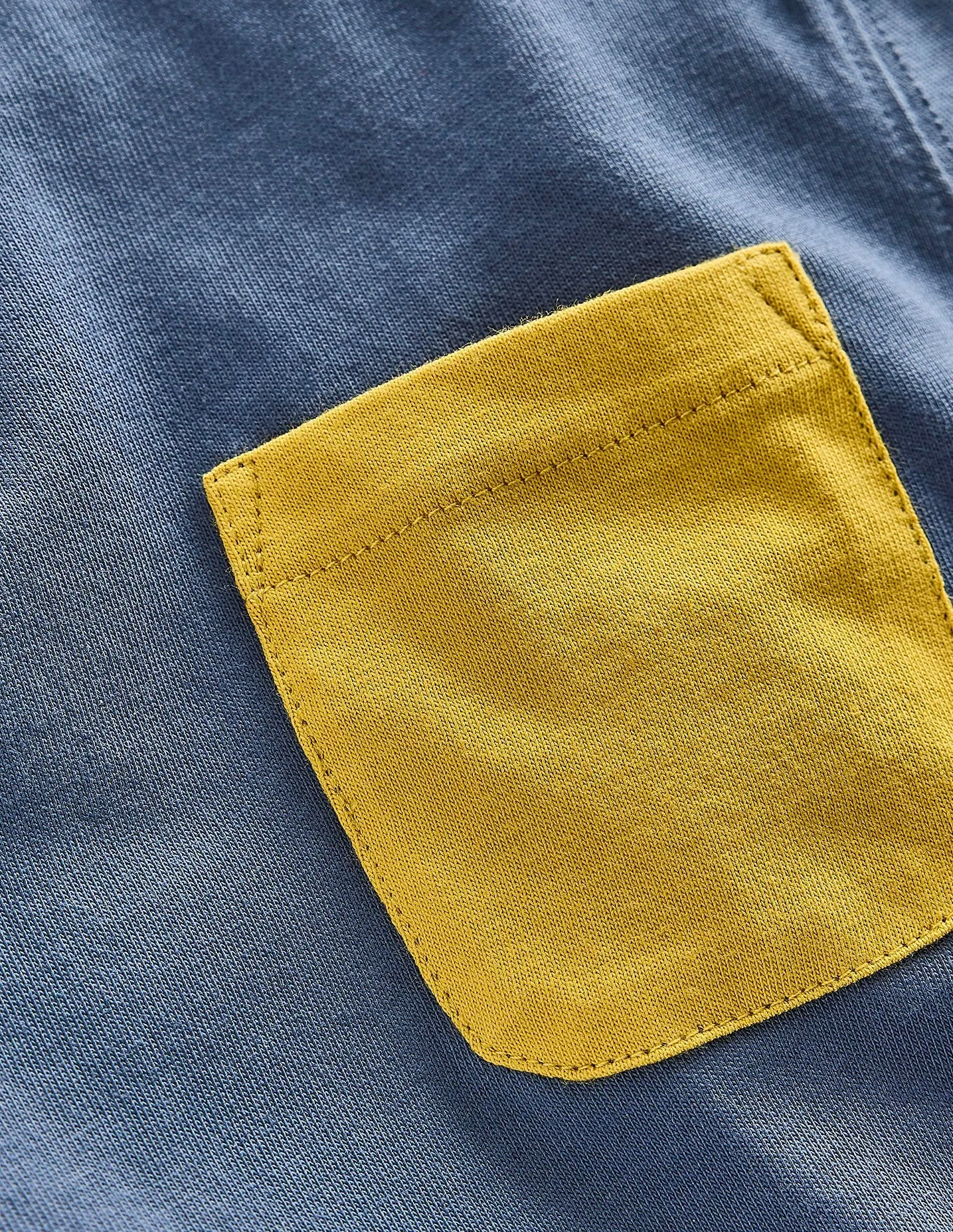 Relaxed Crew Neck Opening Colour Block T-shirt-Robot Blue/ Canary Yellow