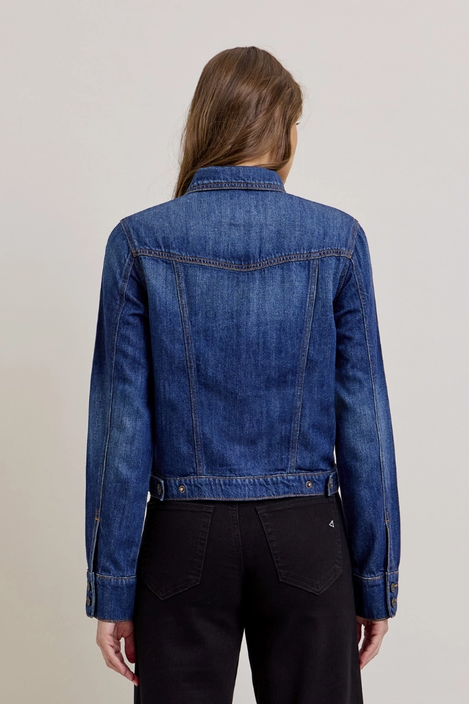 High Collar Design Warmth Retention Technology Aubrey Classic Denim Jacket