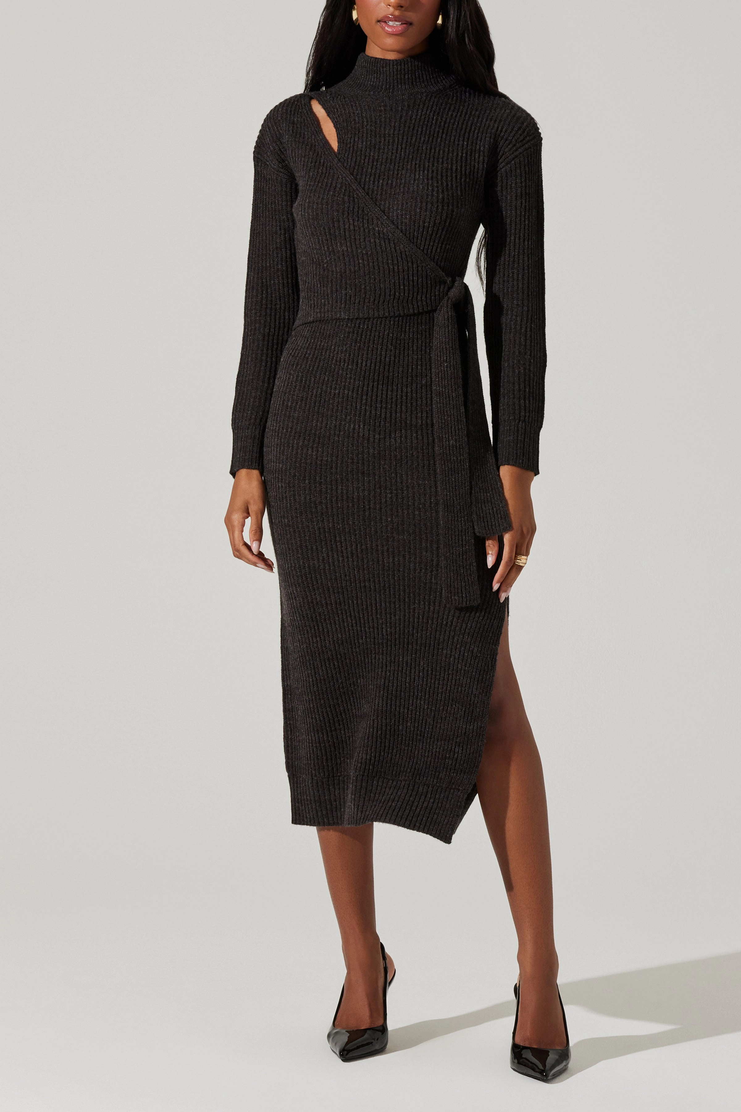 Soft Vibes Thermal-Lined Audree Dress Charcoal
