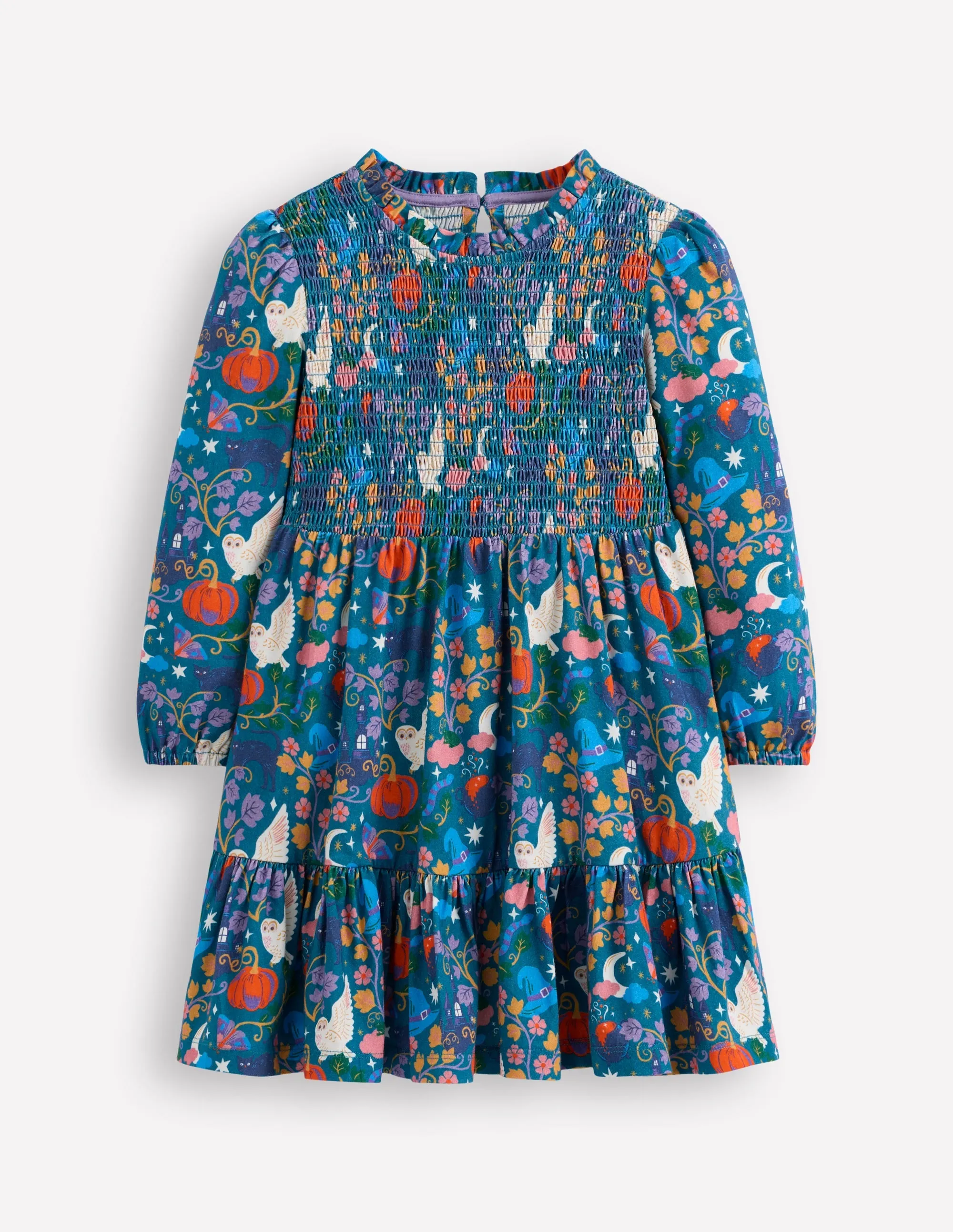 Aurora Long Sleeve Dress-Deep Sea Blue Spooky Toile Sheer Element