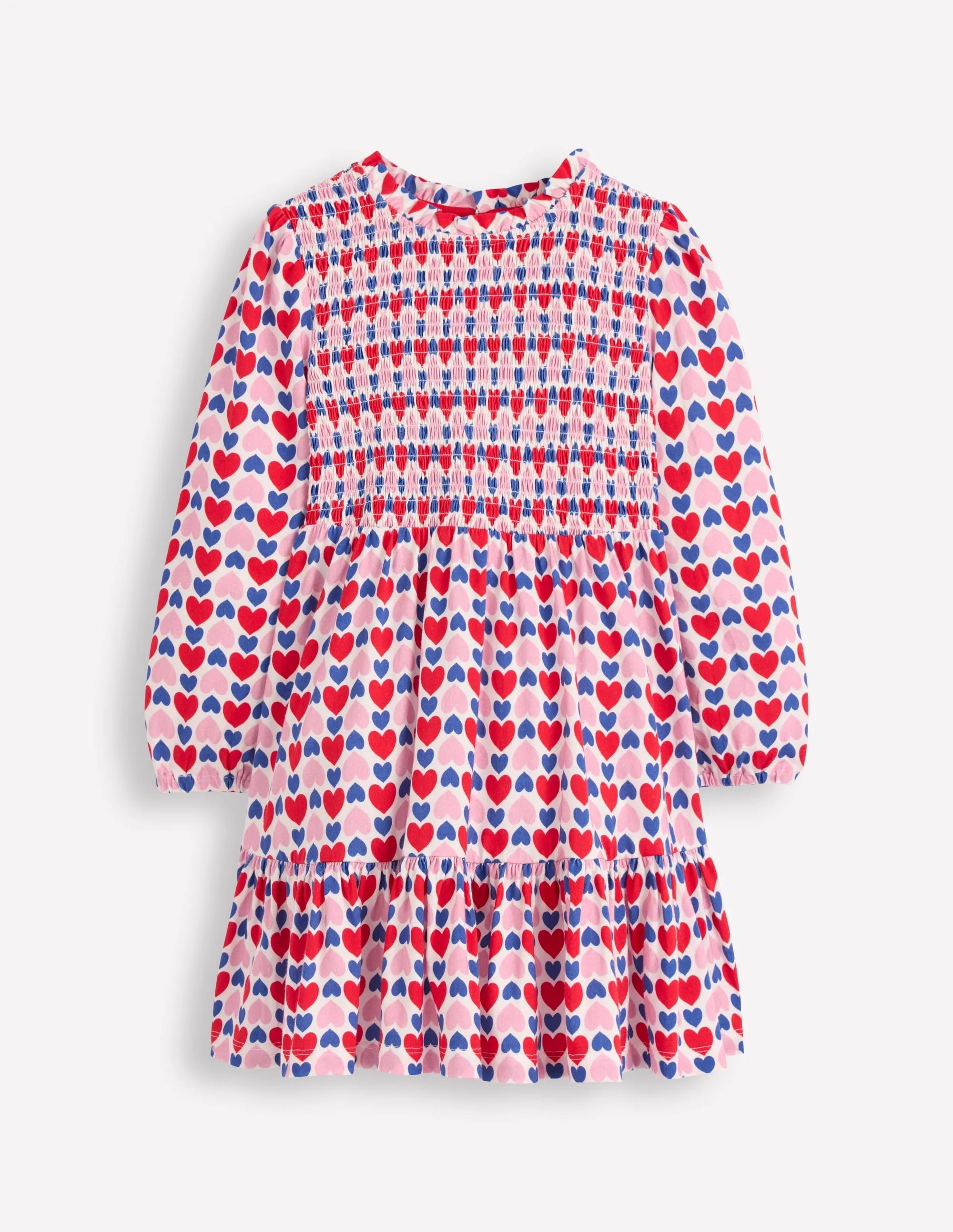 Flattering Shape Look Aurora Long Sleeve Dress-Poppy Red Geo Heart