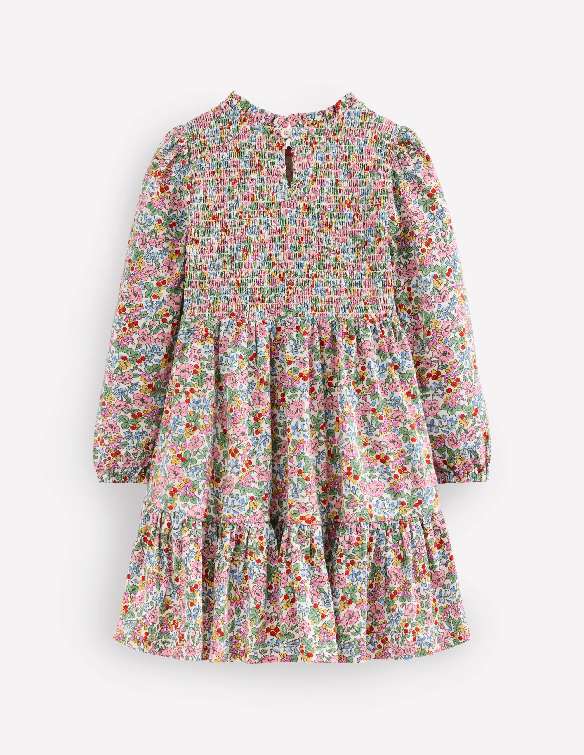 Aurora Long Sleeve Dress-Soft Ivory Berry Floral Smooth Fit velvet feel