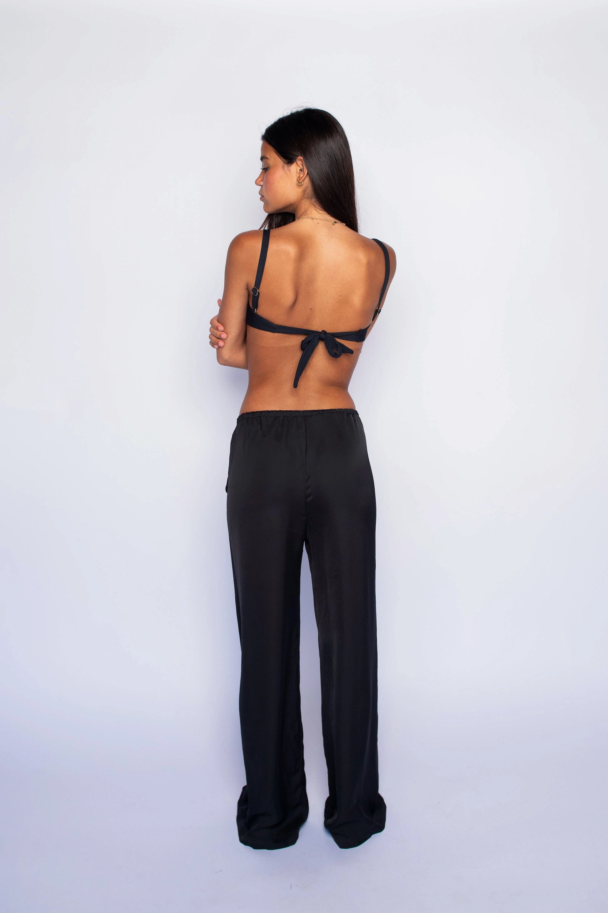 Ava Pants Satin - Black Adjustable Closure