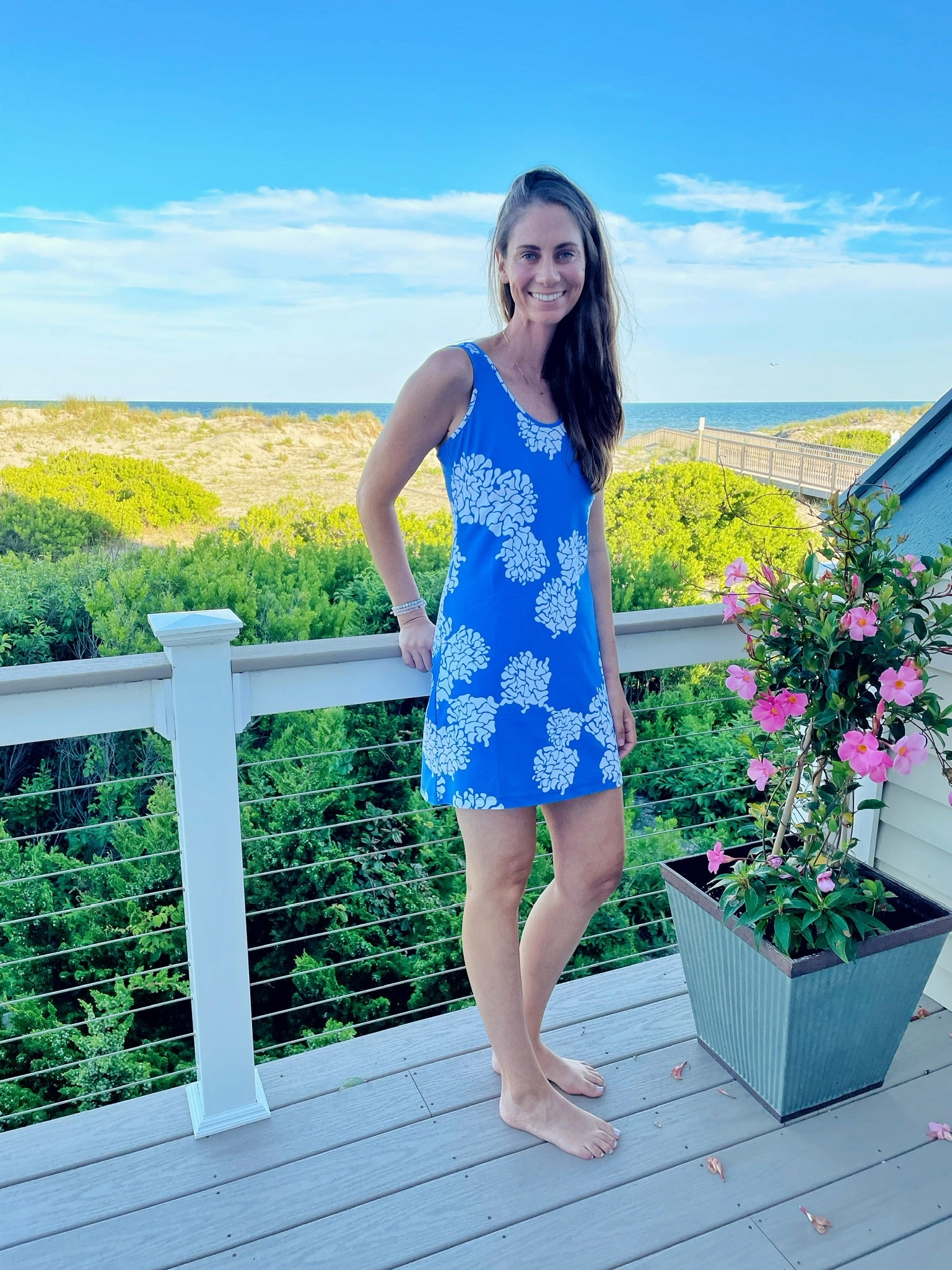 Light Soft All-day Comfort Bali Tank Dress Geranium/White