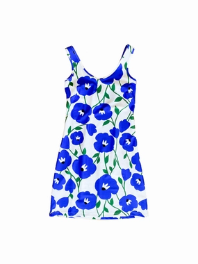 Side Slit Soft Pleats Bali Tank Dress Pop Art Flower