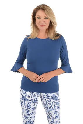 Casual Jacket Solid Michelle Ruffled Bell Sleeve Top