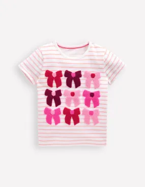 Bay Boucle T-Shirt-Stripe Bows Circular Knit Design