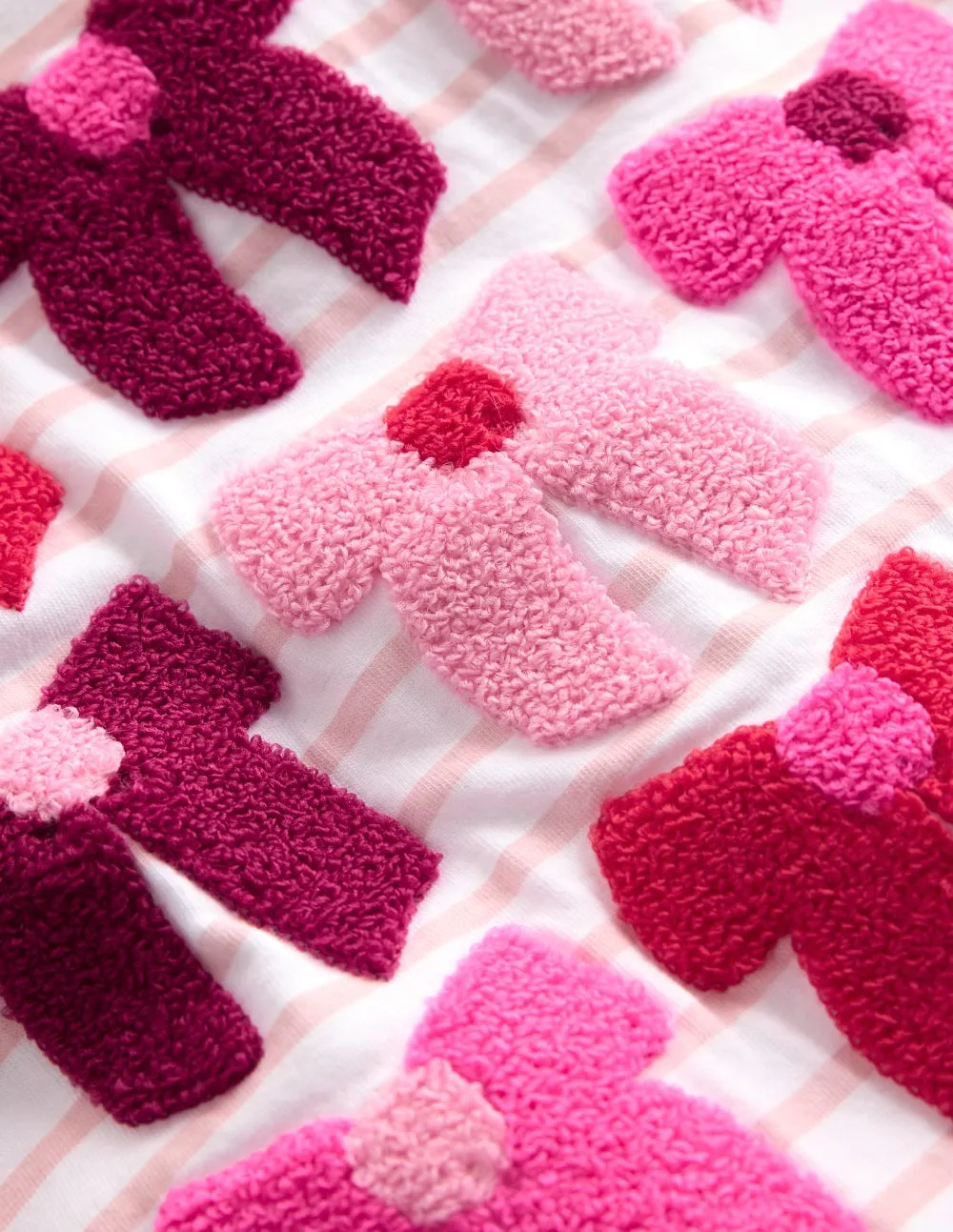 Bay Boucle T-Shirt-Stripe Bows Non Iron Fabric