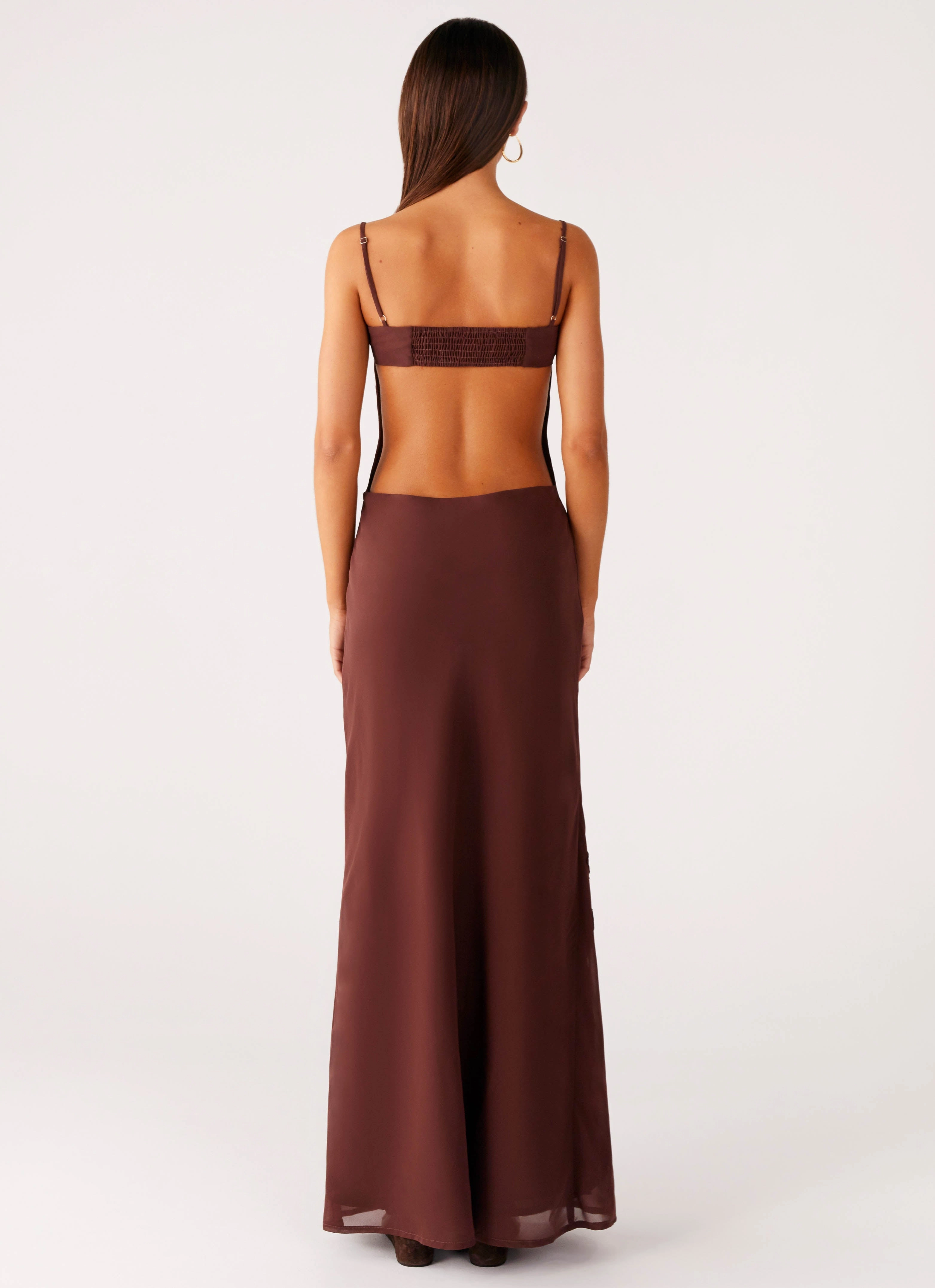 Bayla Beaded Flower Maxi Dress - Chocolate