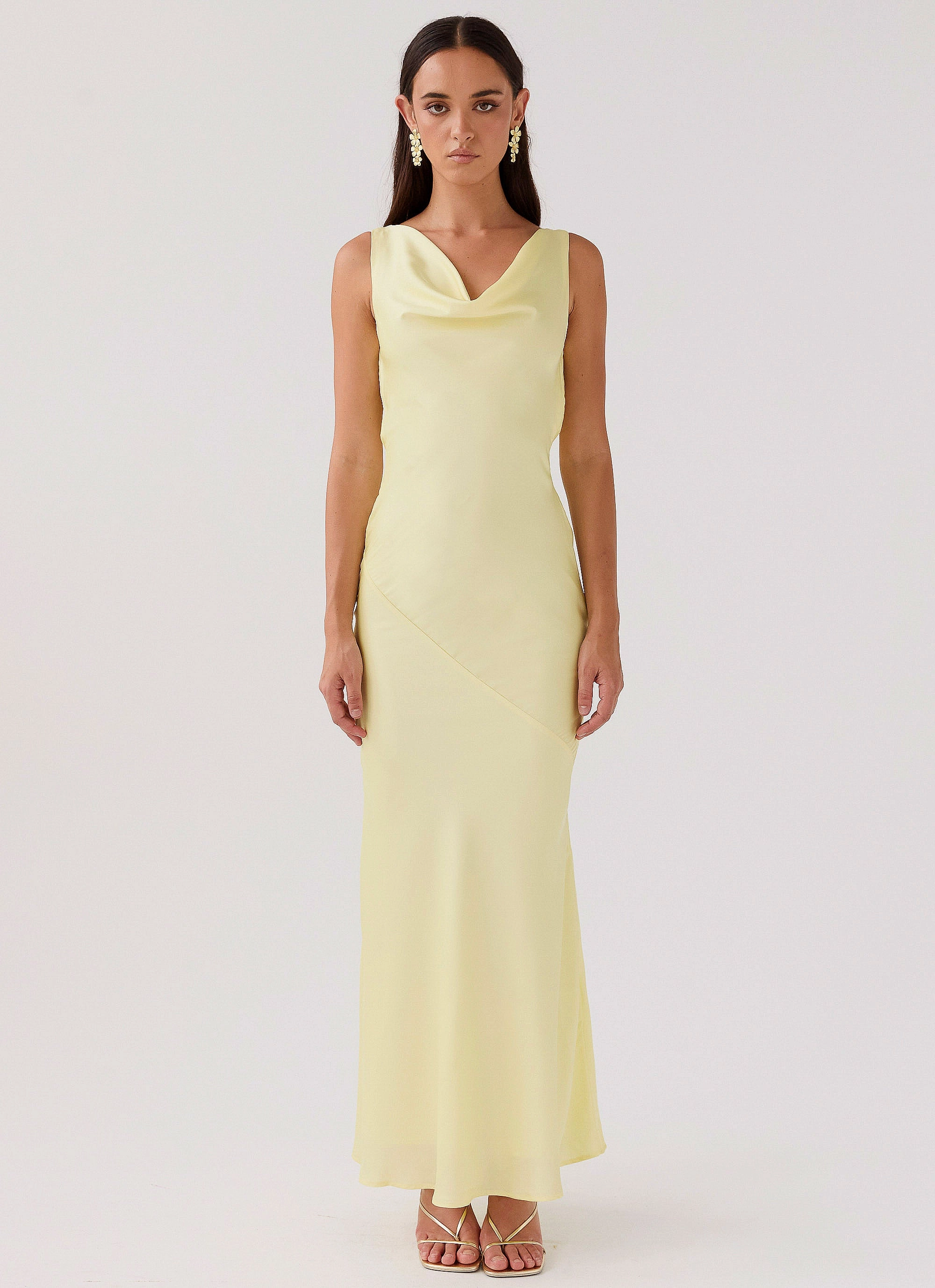 Be Mine Satin Maxi Dress - Canary