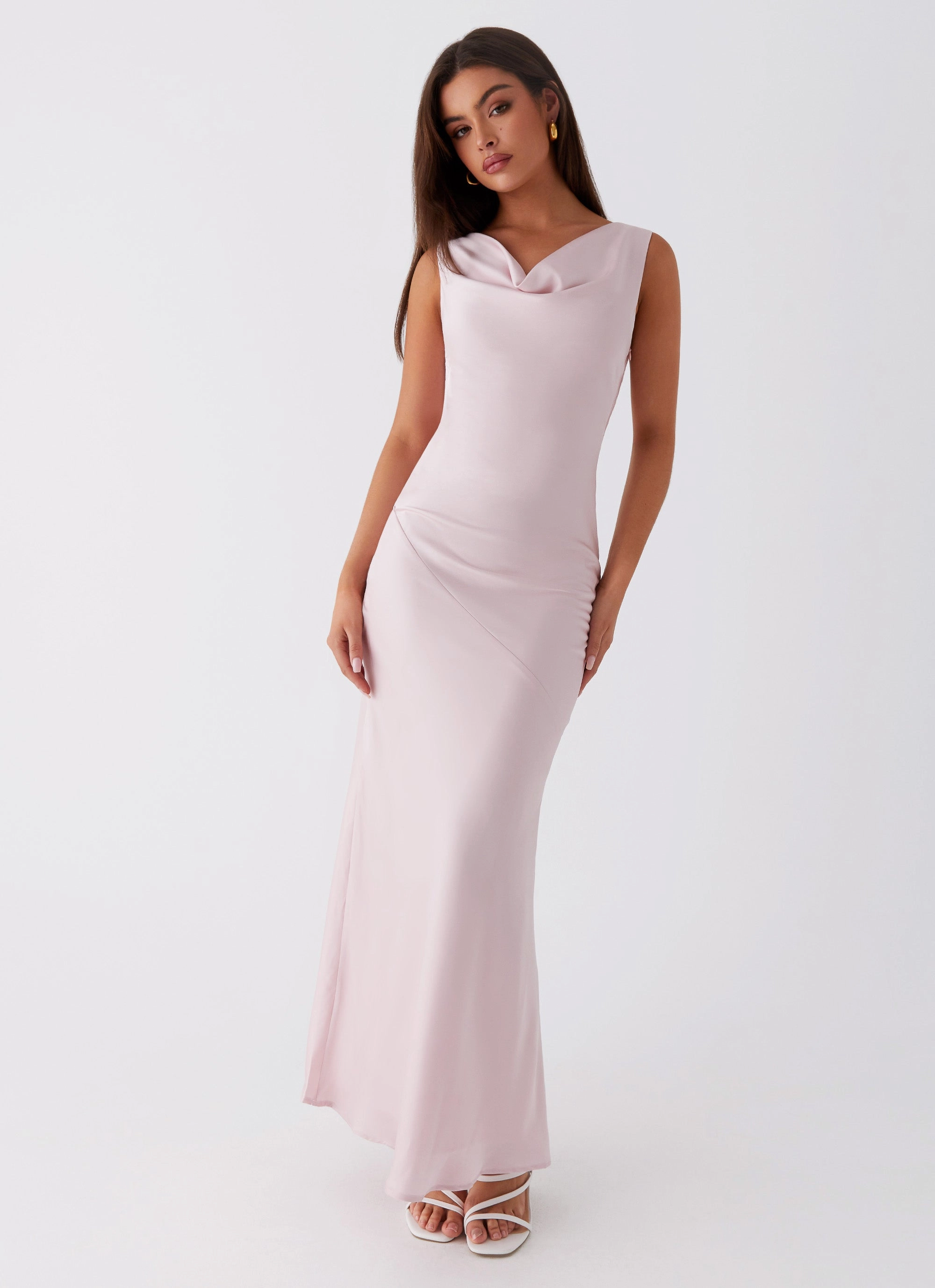 Be Mine Satin Maxi Dress - Mauve Pink