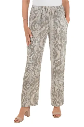 Beige Ikat Linen Pant Stay Flexible Breathable Layer