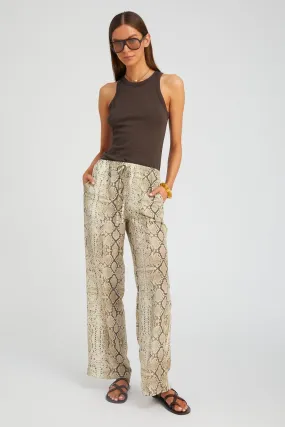 Moisture Lock Technology Beige Snakeskin Silk Kauai Pants