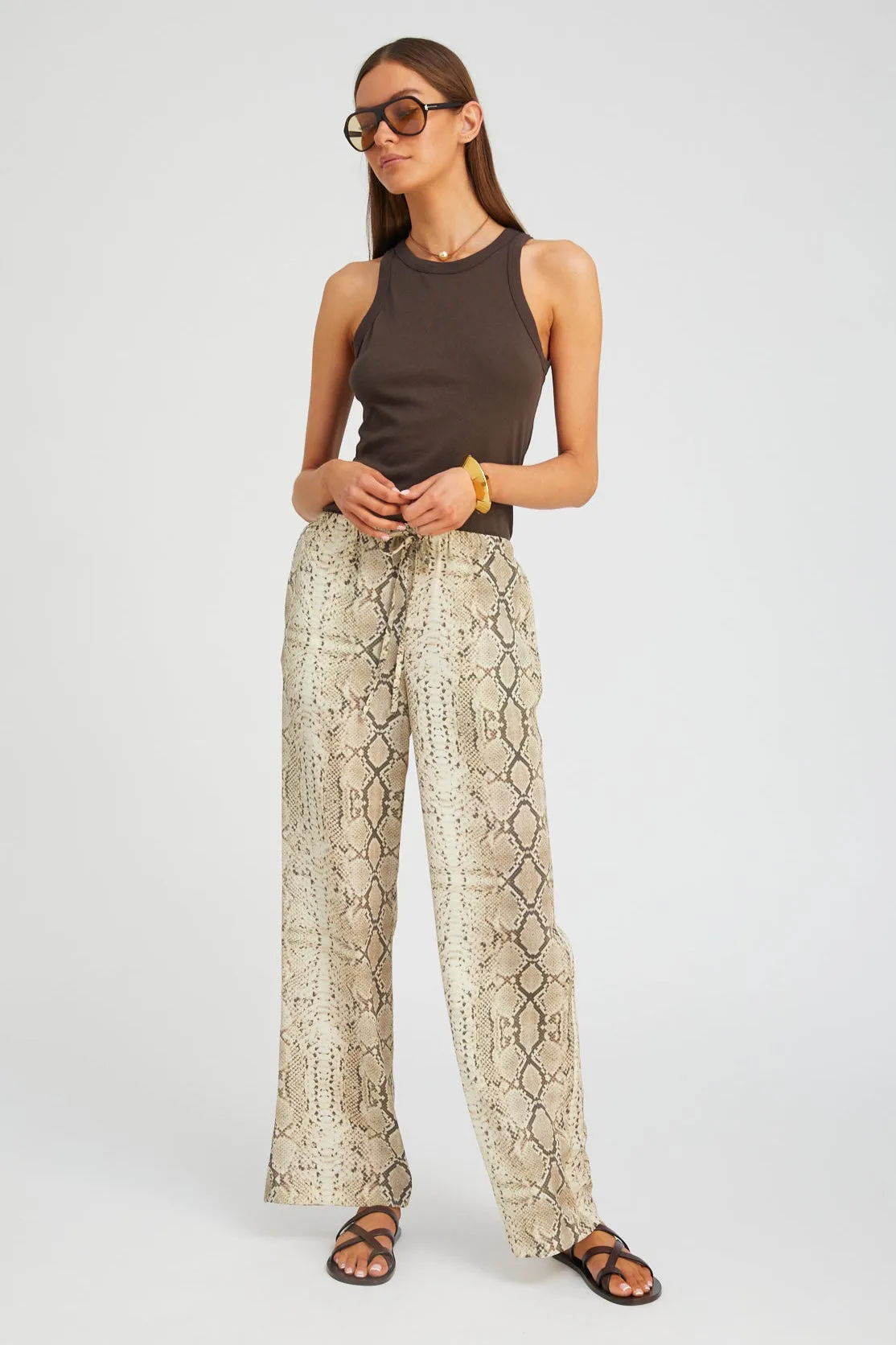 Beige Snakeskin Silk Kauai Pants All weather Stay Fresh