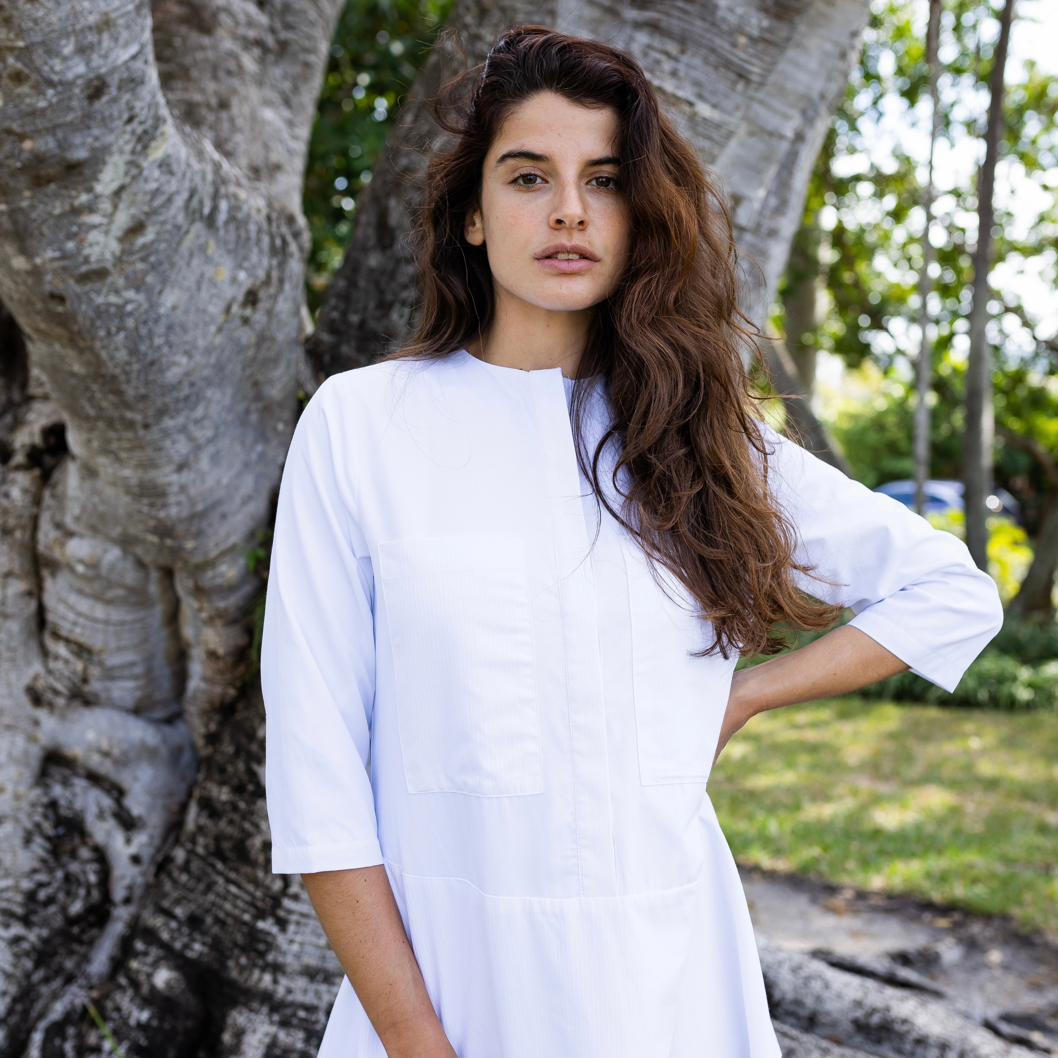 Capsule-Wardrobe Fall Silhouette Belle Dress | White [Final Sale]