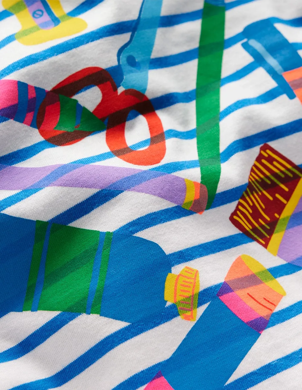 Long Sleeve Riso T-Shirt-Soft Ivory/Kingfisher Blue Weekend Smart Look