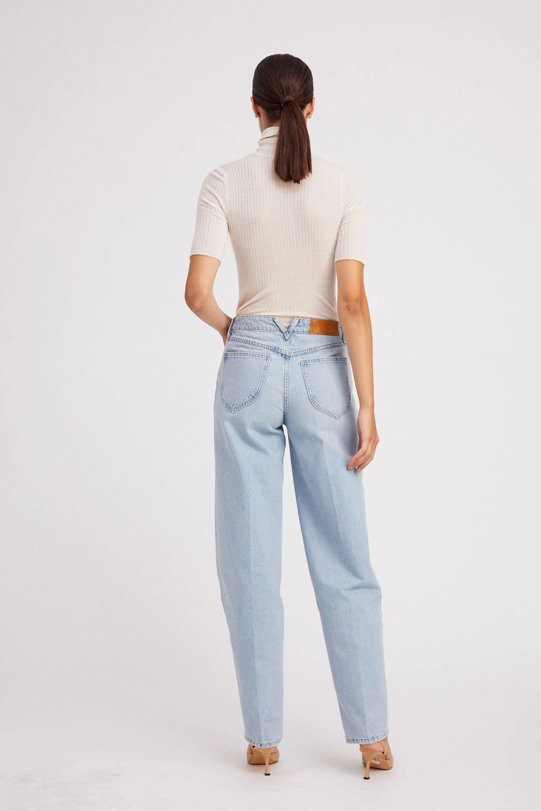 Bianca Wide Leg Tapered Denim Ultra Soft Texture Heather Effect Finish