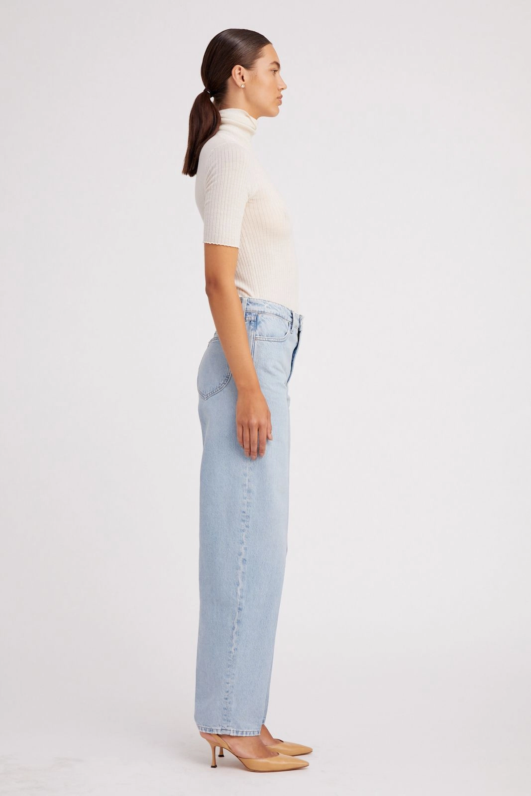 Bianca Wide Leg Tapered Denim HighStretchElastic Street Style