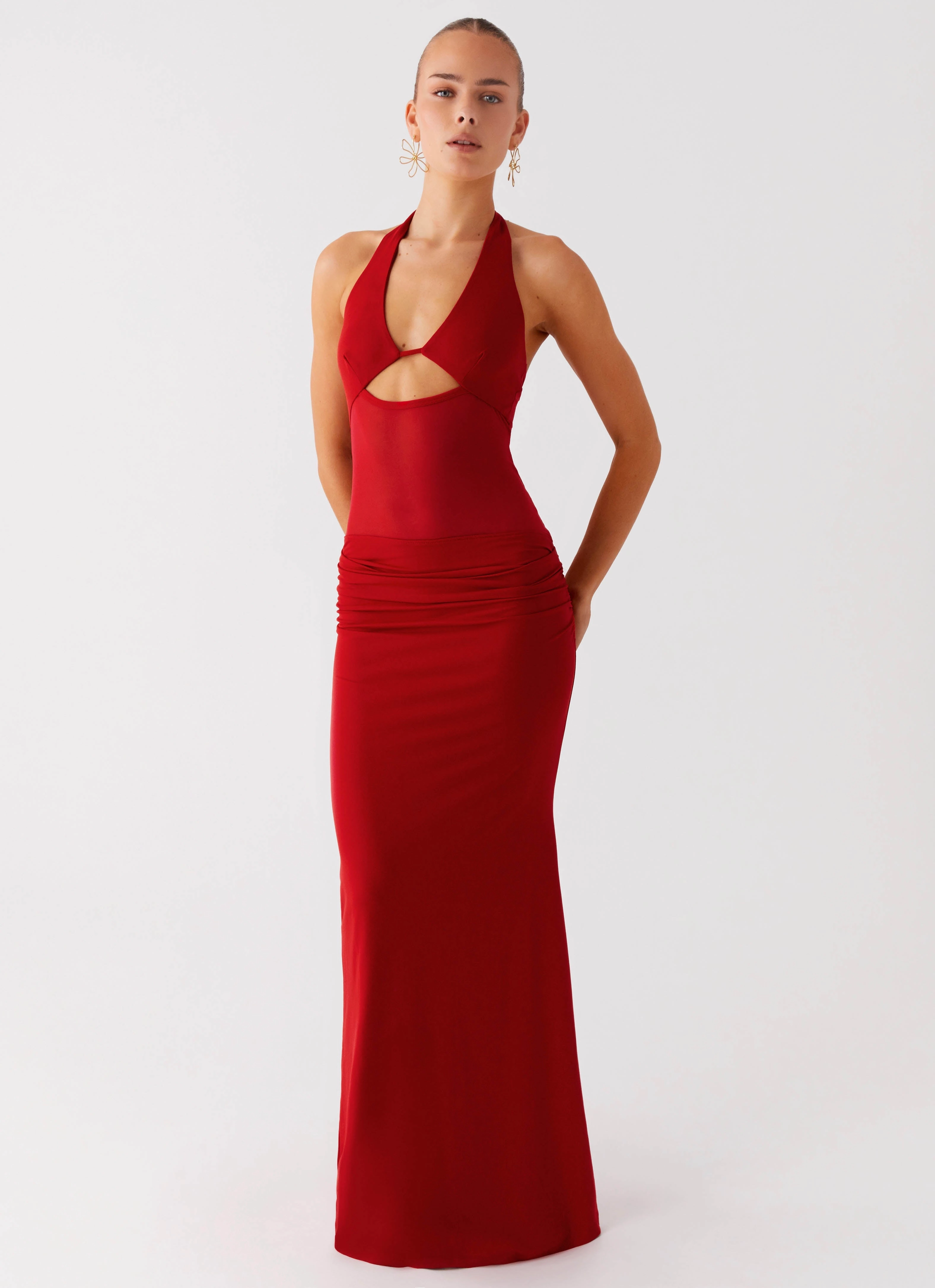 Billen Halter Maxi Dress - Red
