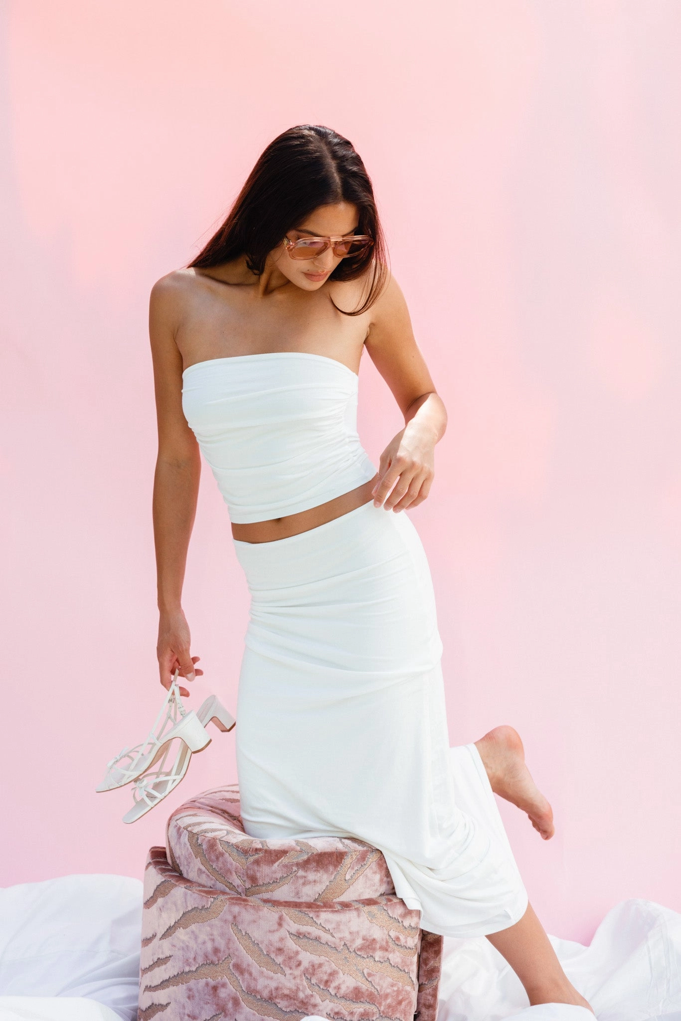 Erasable Crease Billie Maxi Skirt Jersey - White