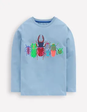 Long Sleeve Riso T-shirt-Glacier Blue Bugs Quick Dry Fabric Smooth Stitching