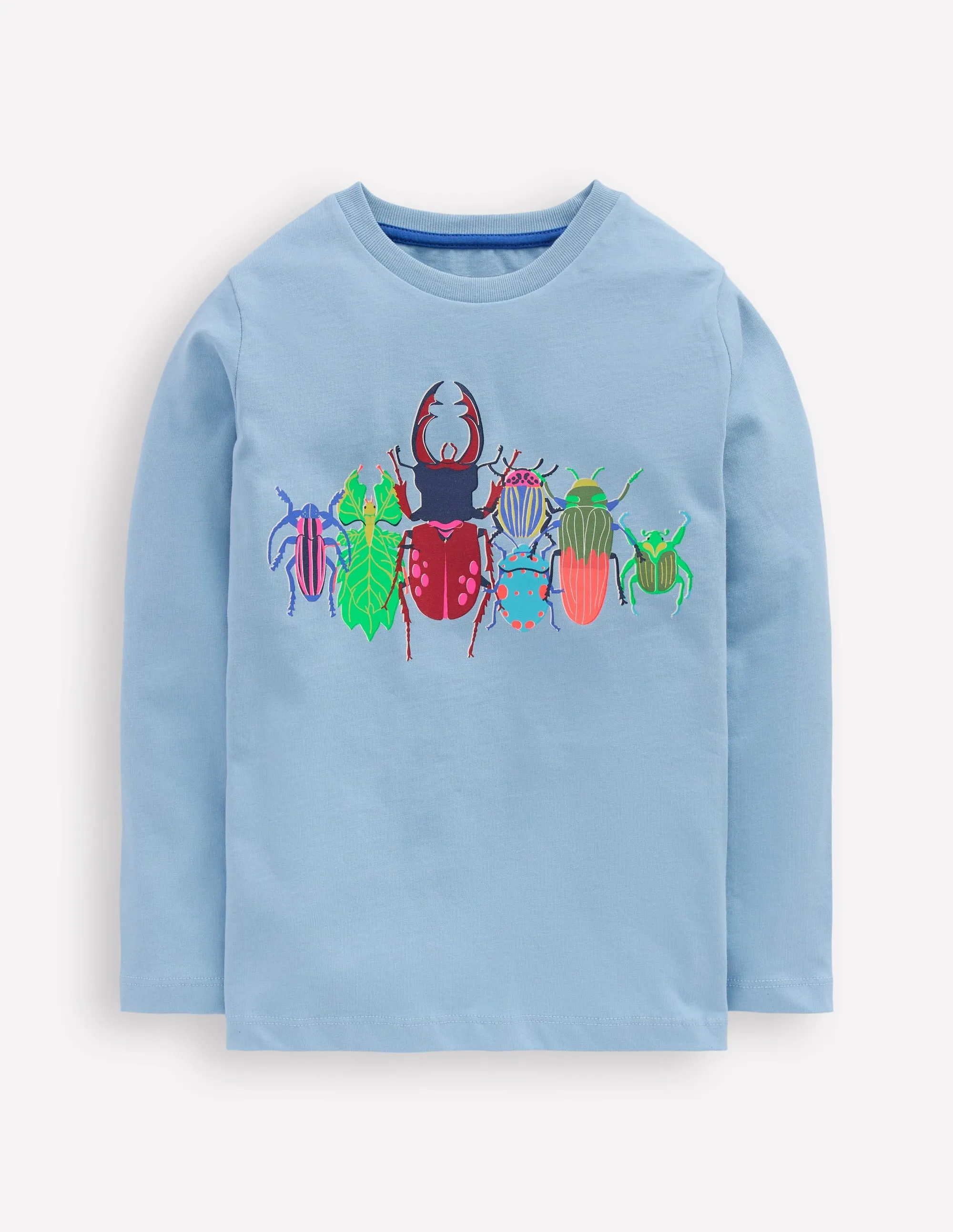 Long Sleeve Riso T-shirt-Glacier Blue Bugs Quick Dry Fabric Smooth Stitching