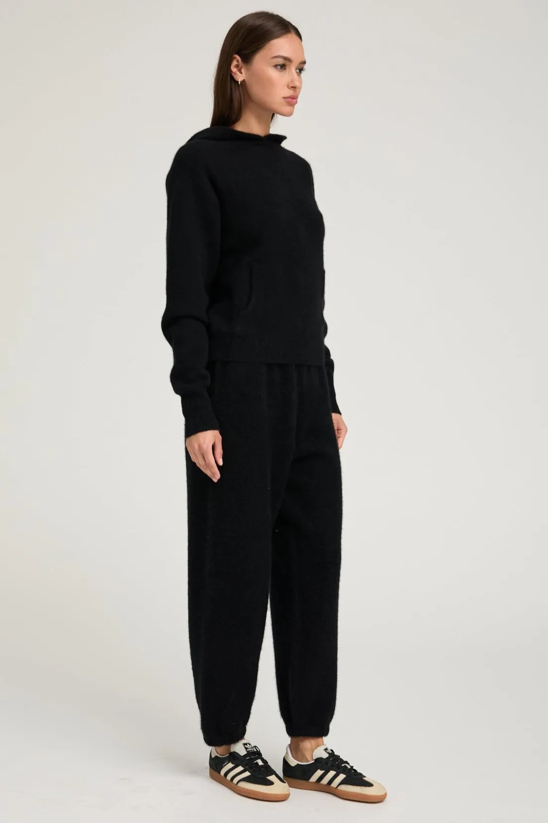 Flowy Tunic Casual Wear Black Cashmere Sweatpants