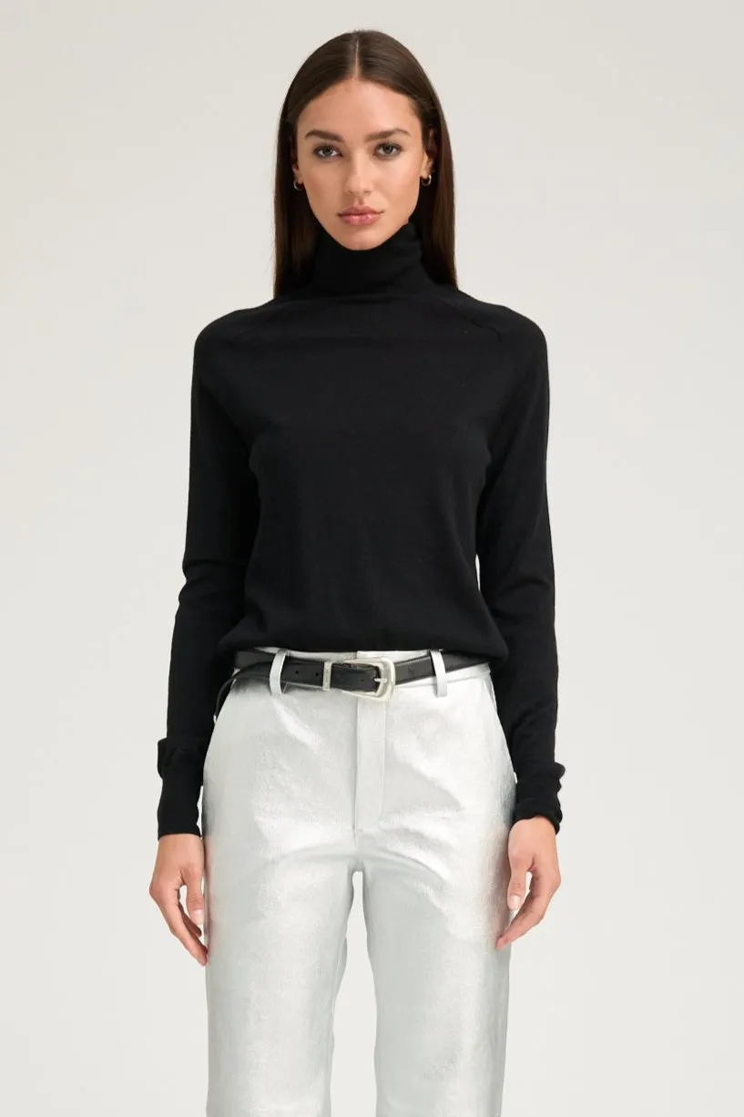 Black Cashmere Turtleneck Sweater Basic Tee LongLastingDurability