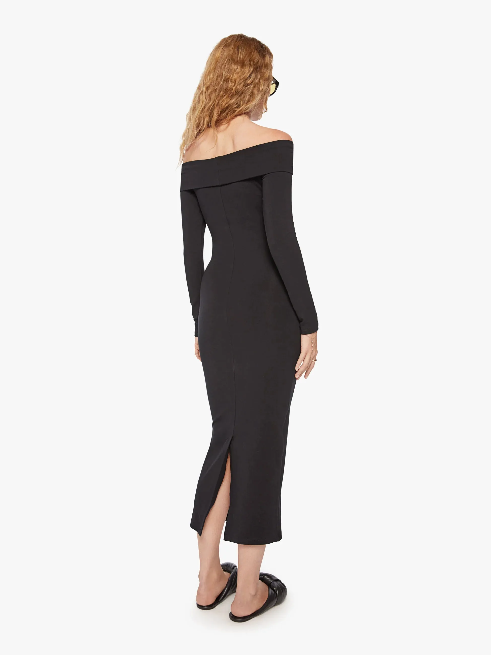 Black City Off Shoulder Dress Chic Style Zip Ease