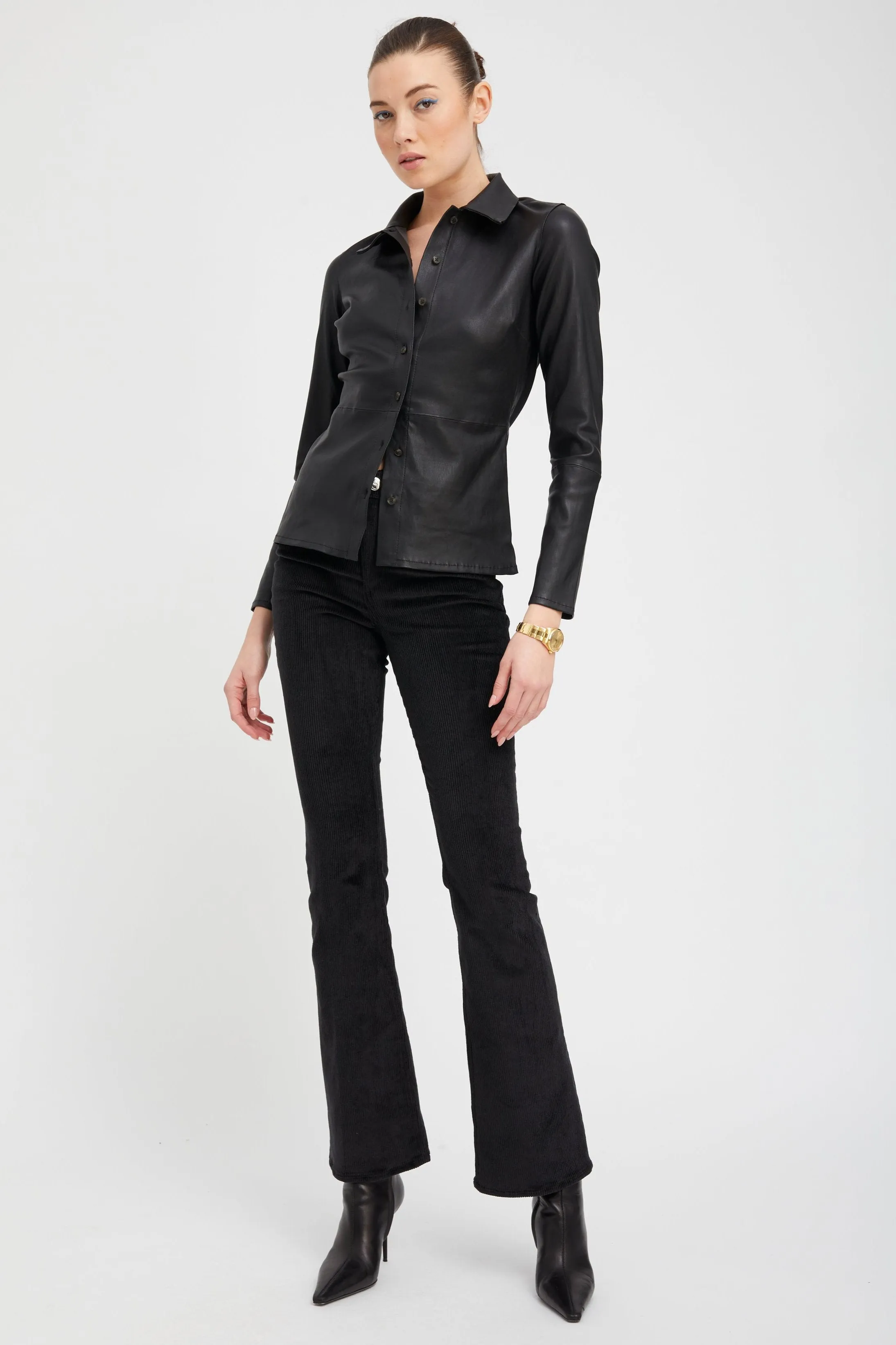 Black Corduroy Micro Flare Pants Active Layer