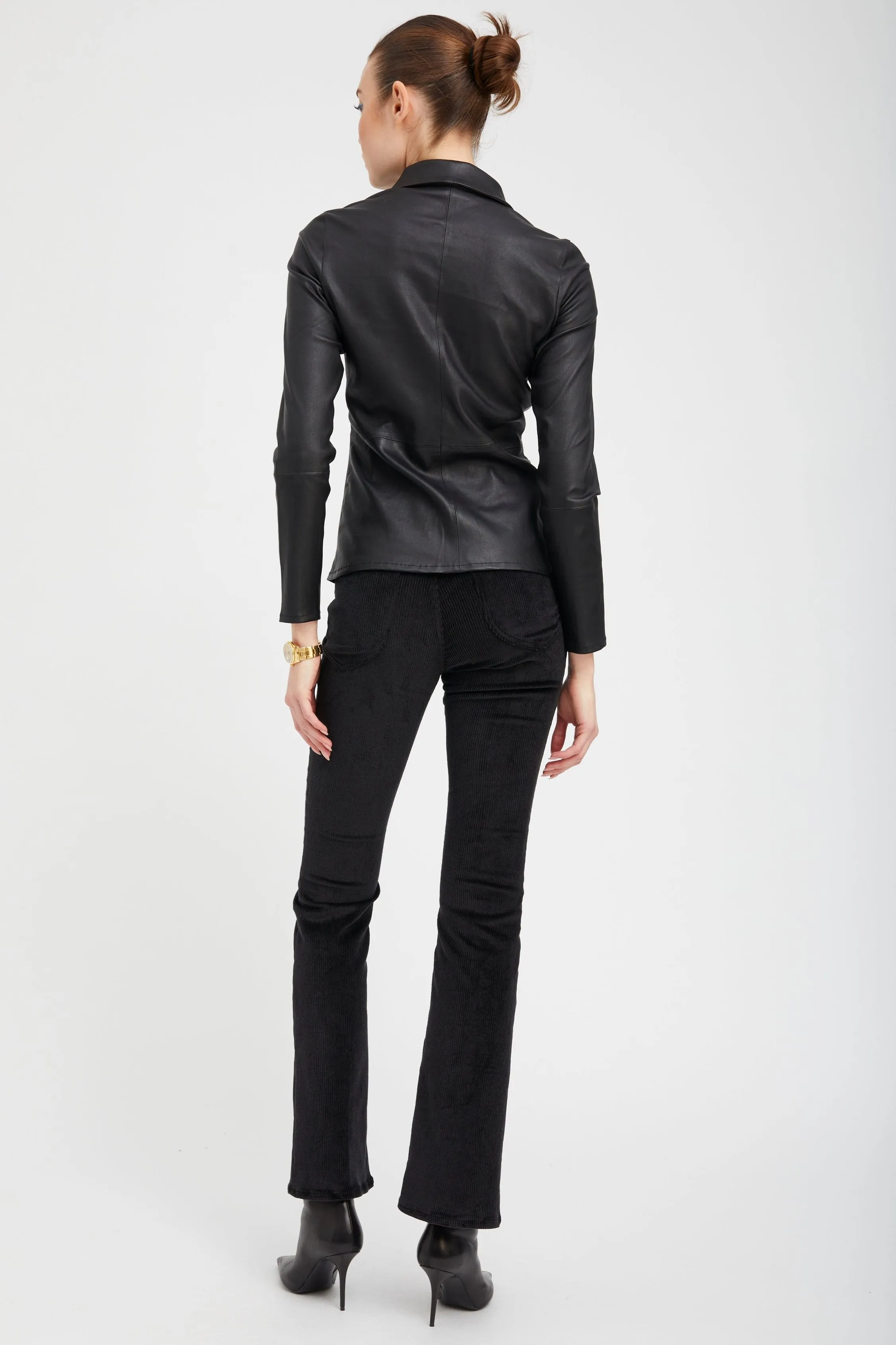 Sustainable Fabric Black Corduroy Micro Flare Pants