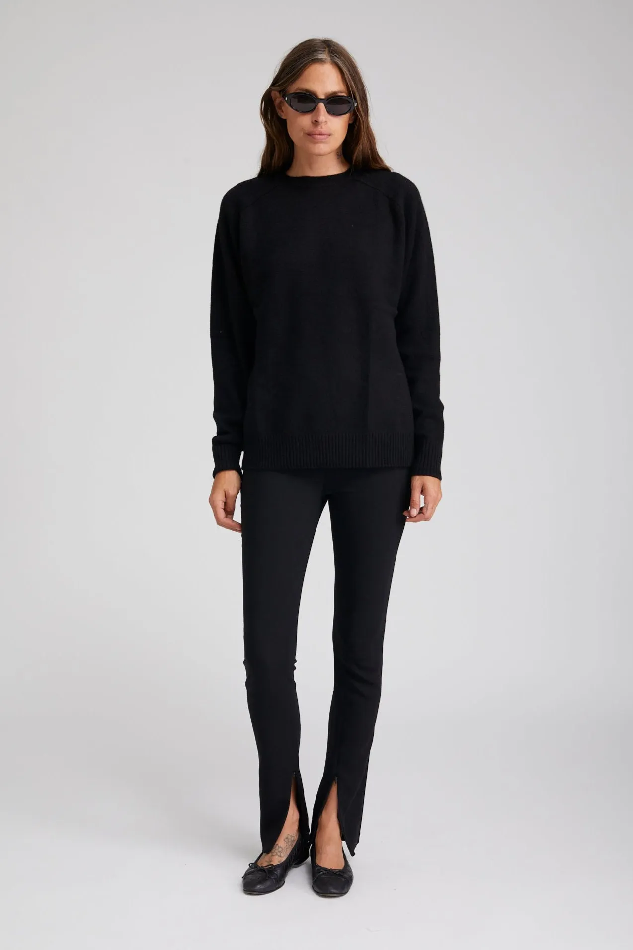 Black Crepe Ankle Zipper Pants Air Flow