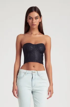 LayeredCollar Lightweight insulation Black Leather Corset