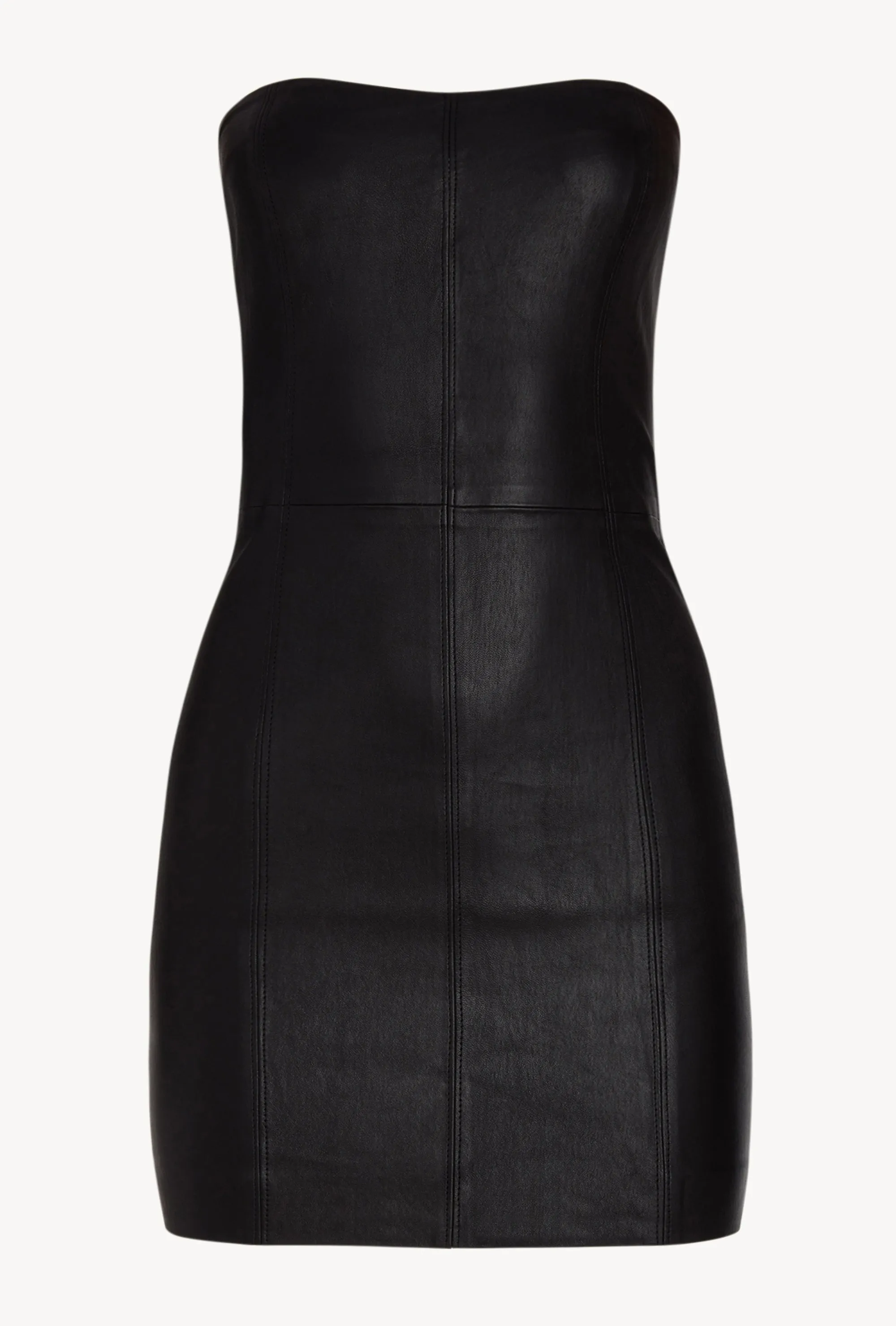 Calm Tone Must Have Black Leather Strapless Dress