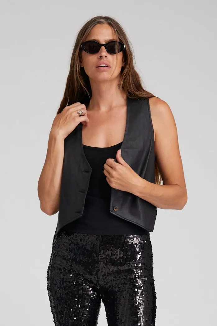 Black Leather Vest FadeResistant Coating