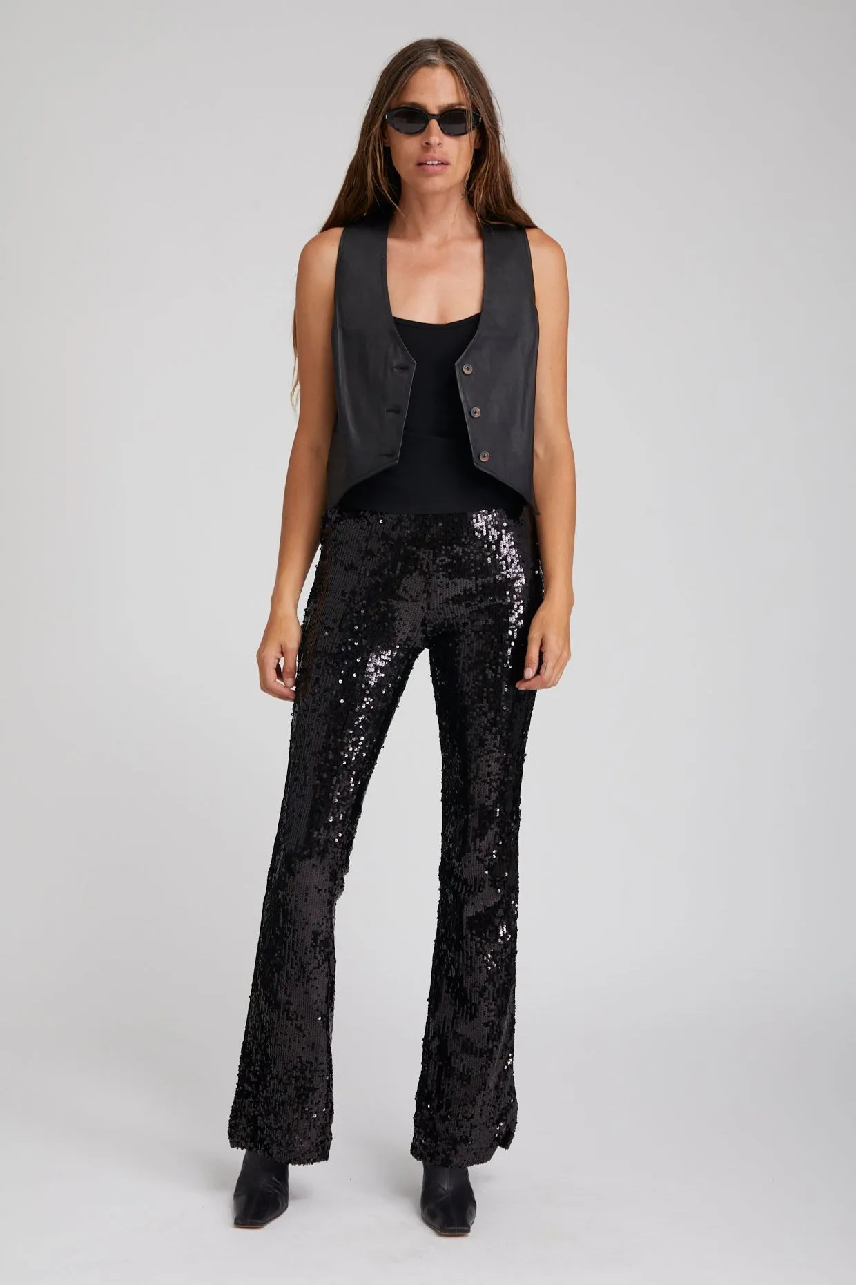 Black Leather Vest No Iron Fabric