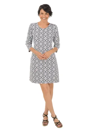 Black Optical Daisy UPF50  Travel Dress Bloom Zone