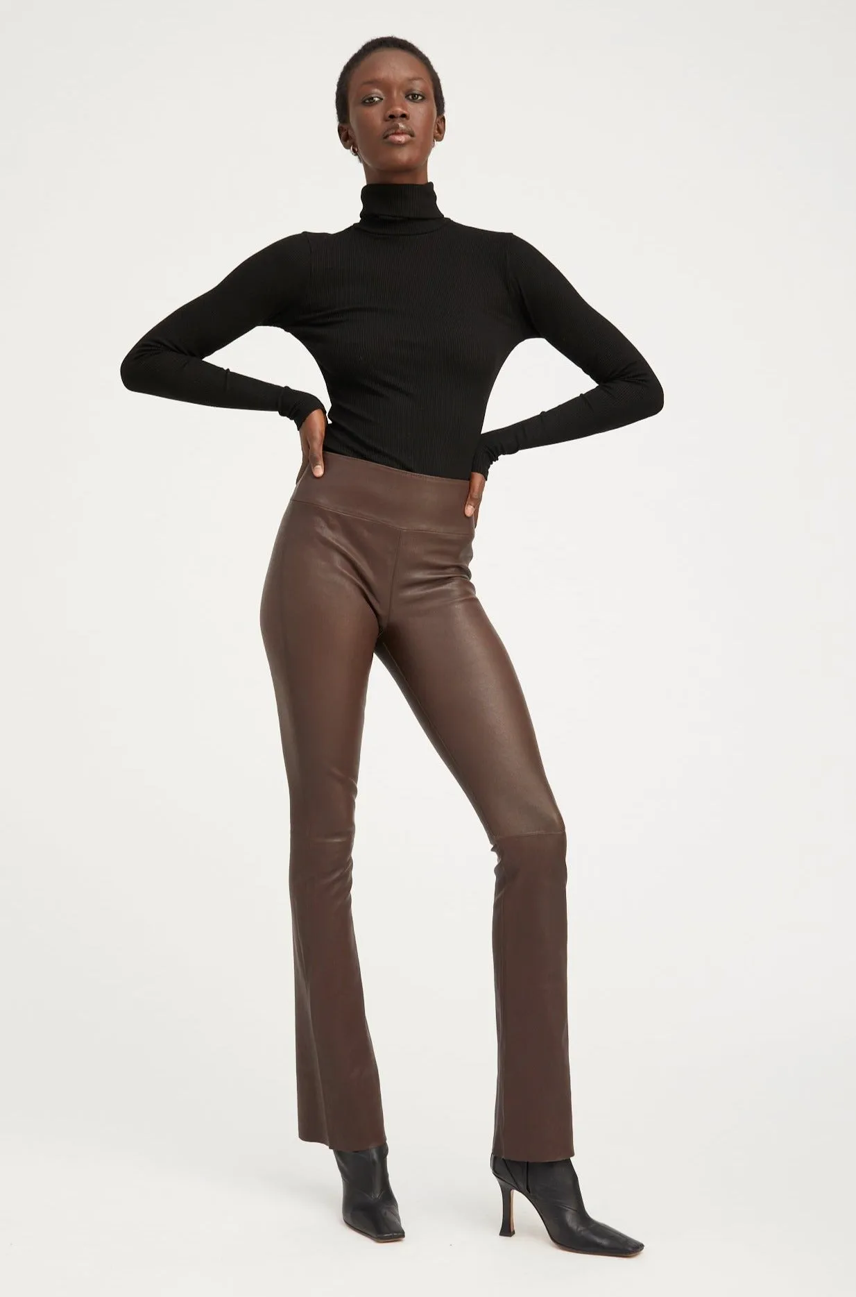 Black Rib Long Sleeve Turtleneck Adjustable Fit System Everyday Look