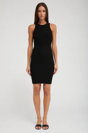 Black Rib Racer Pencil Dress Stylish Layer