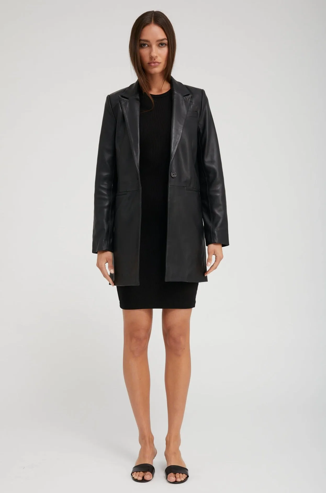 Soft Shine Black Rib Racer Pencil Dress