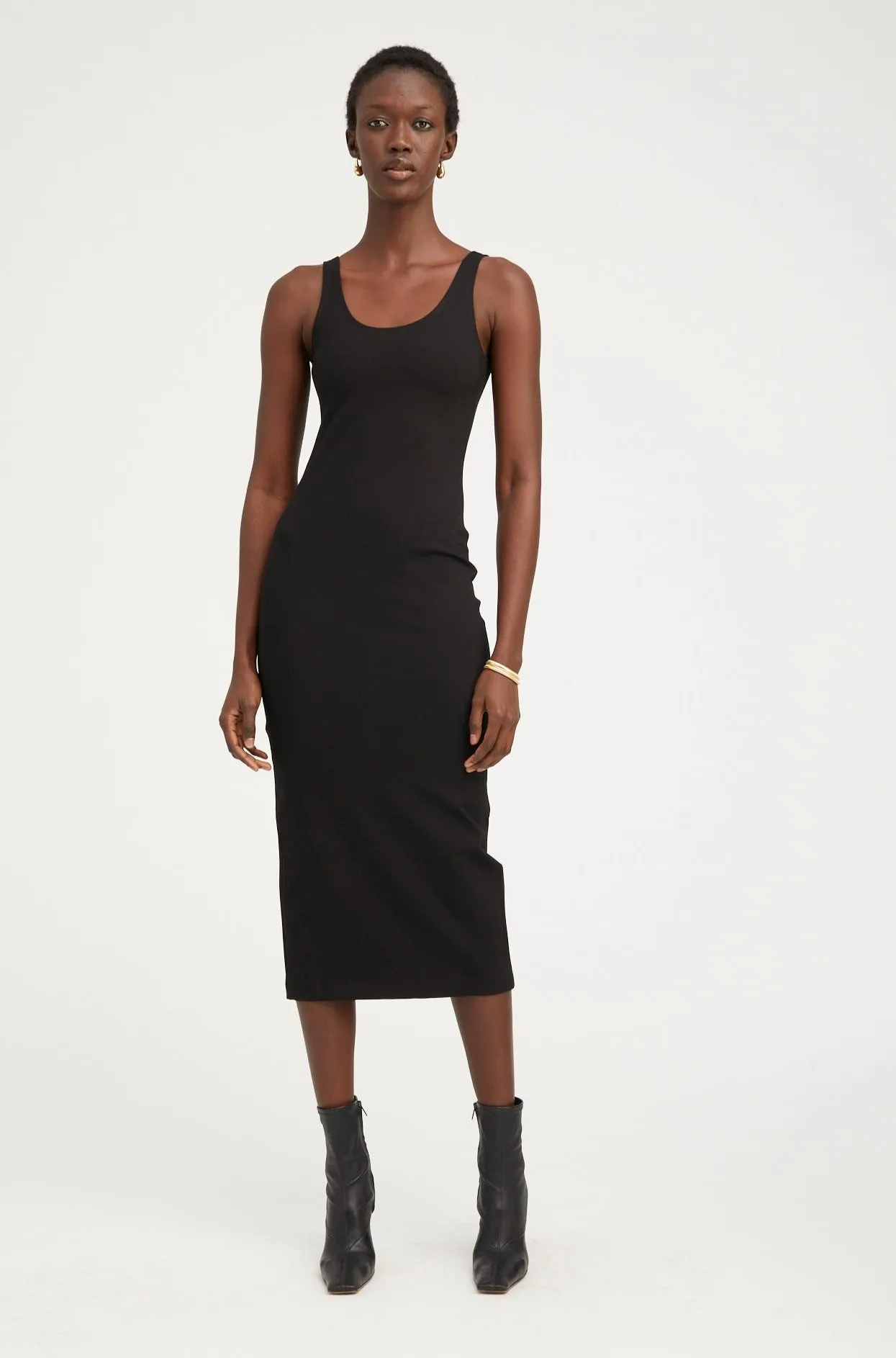 Black Scoop Neck Dress Wrinkle-Resistant Warm-Layer