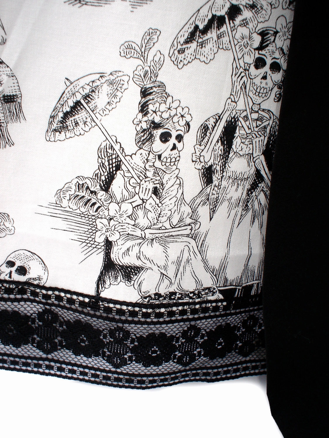 Black and White Day Of The Dead Inspired Skirt #S-TH720 Flexible Waistband