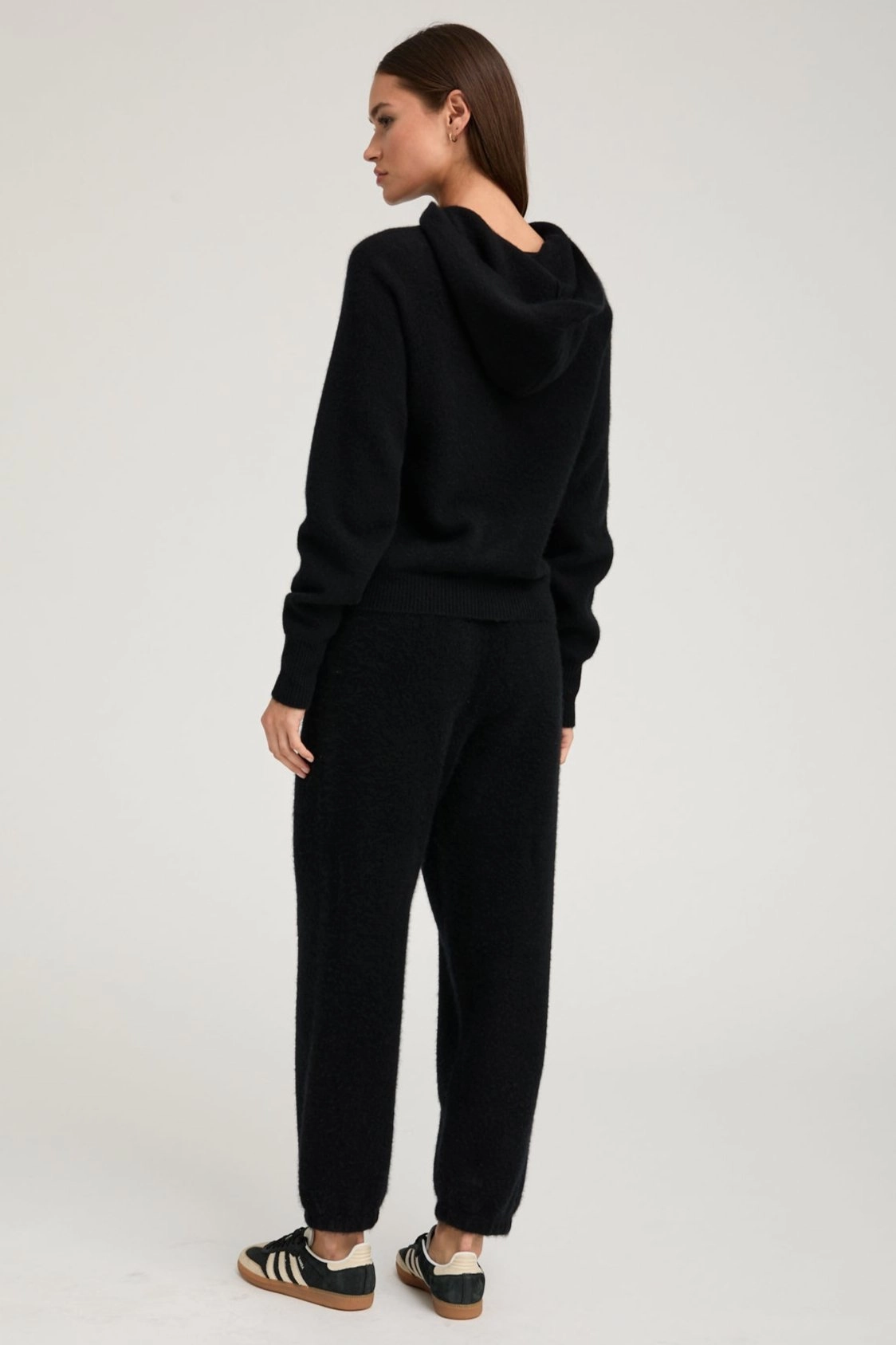 Black Cashmere Hoodie Yarn Dye Stripe SweatGuard Lining