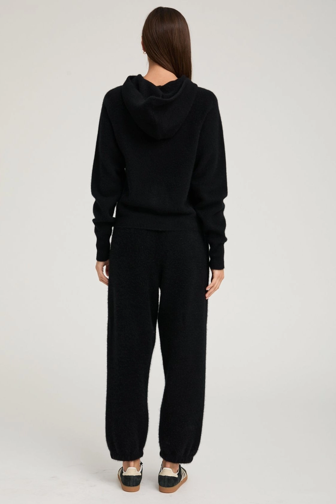 Black Cashmere Hoodie ZipperedPockets