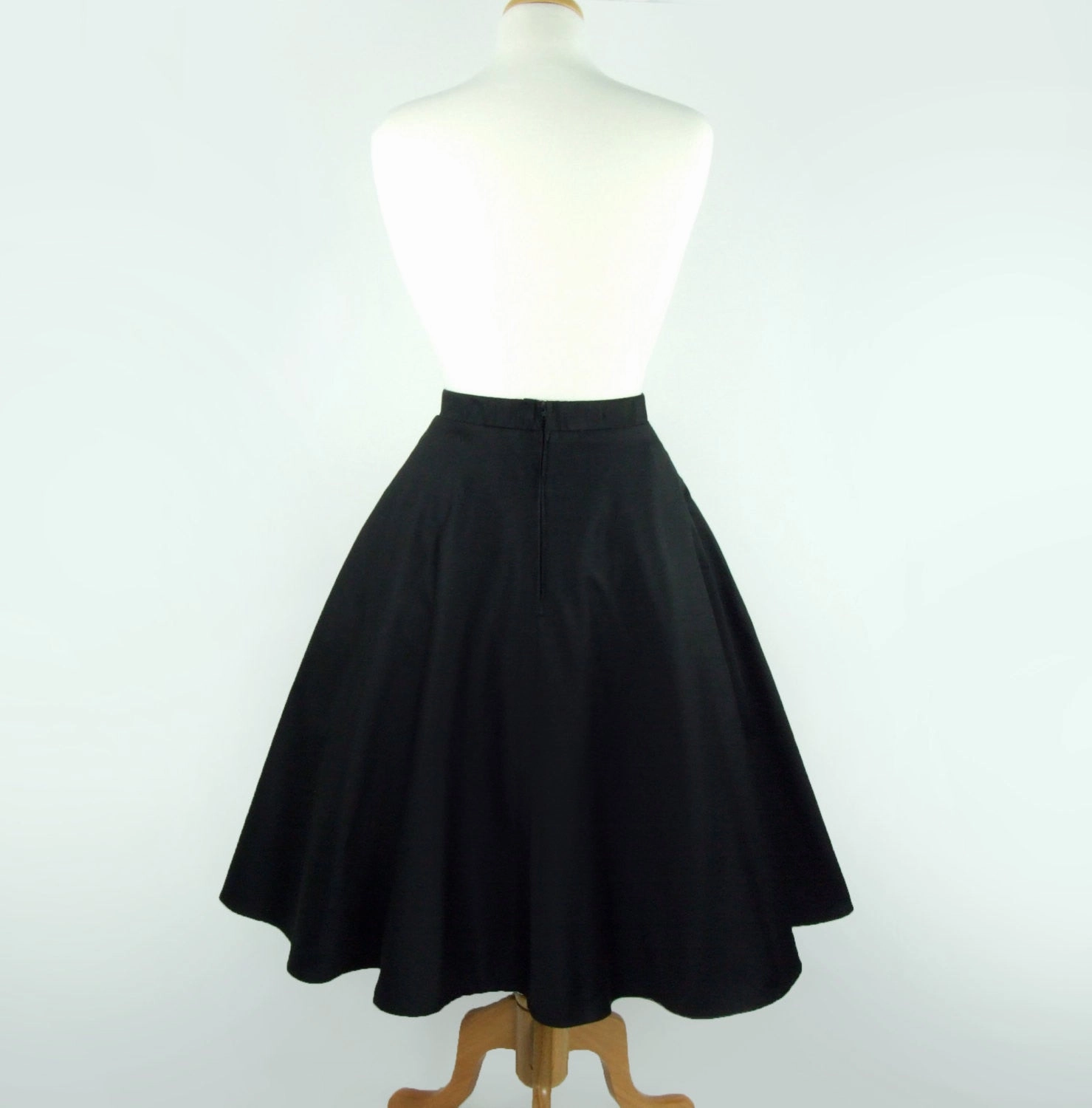 Crafted Detail Black  Full  Circle  Skirt #FS-B643